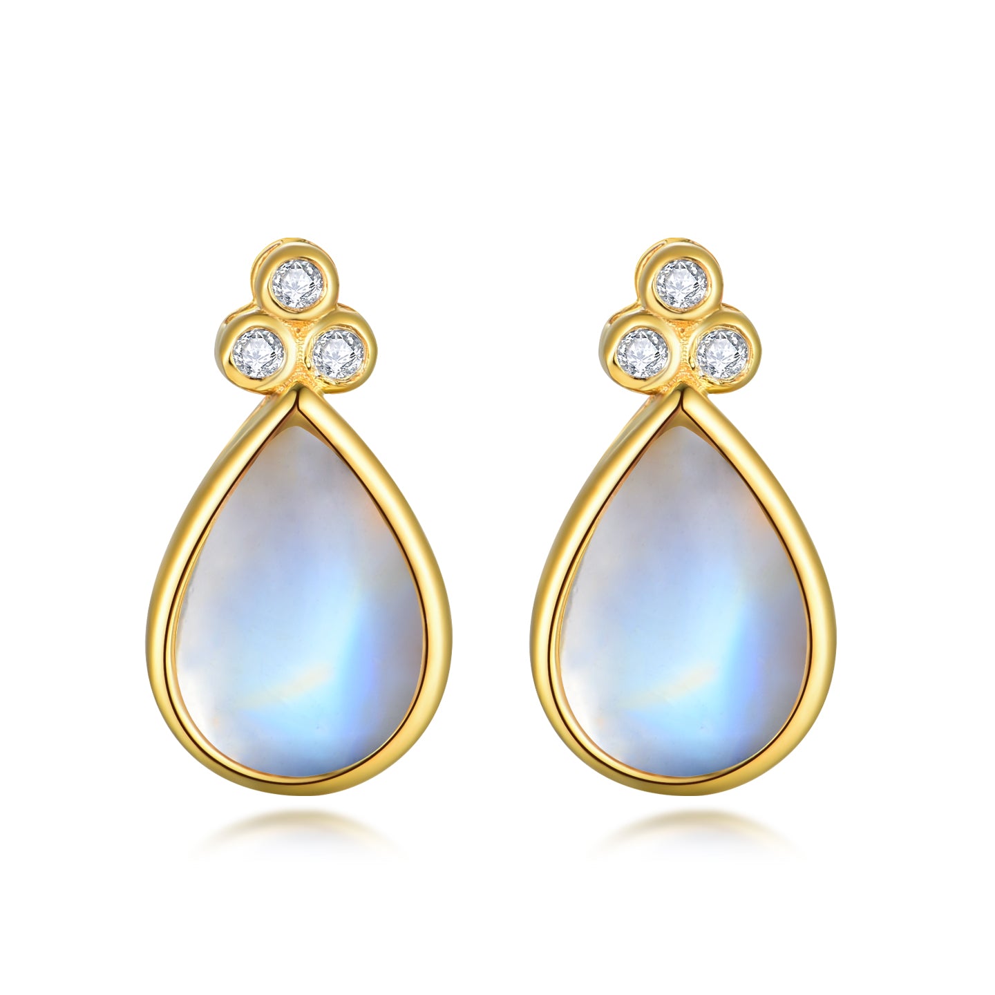 Ayla Pear-Shaped Moonstone Diamond Pearl Earrings