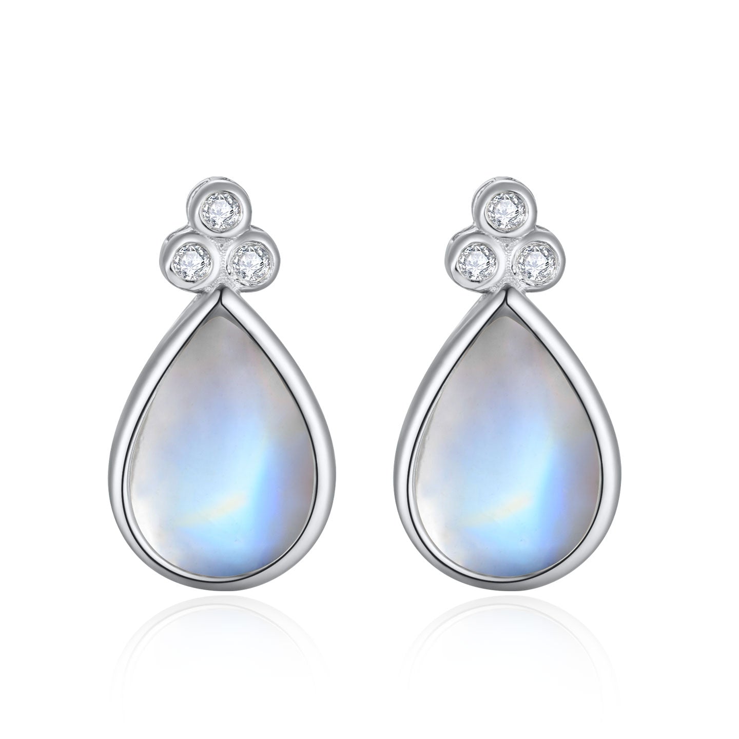 Ayla Pear-Shaped Moonstone Diamond Earrings