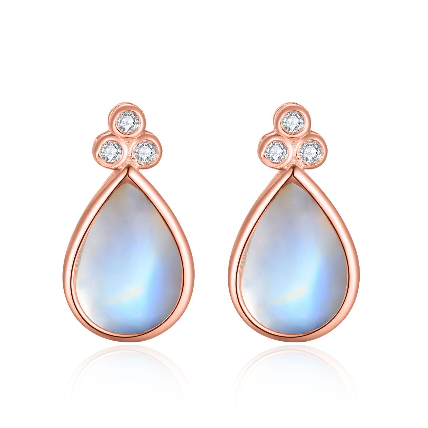 Ayla Pear-Shaped Moonstone Diamond Earrings