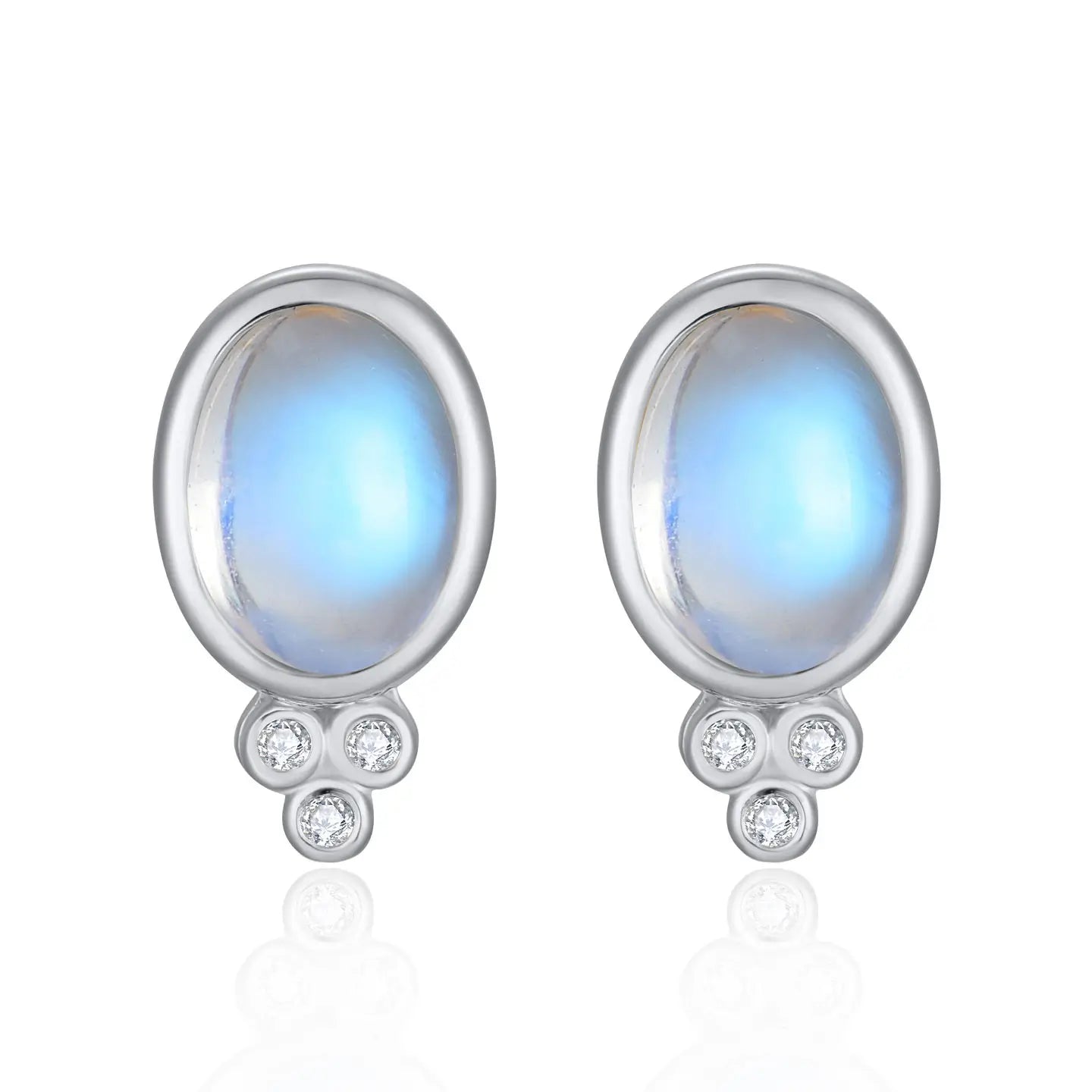 Ayla Oval Moonstone Diamond Earrings