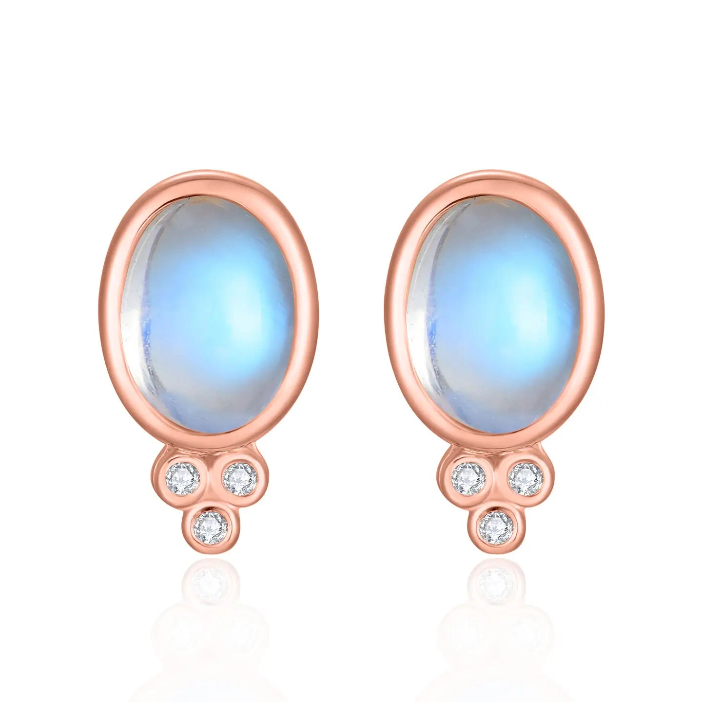Ayla Oval Moonstone Diamond Earrings