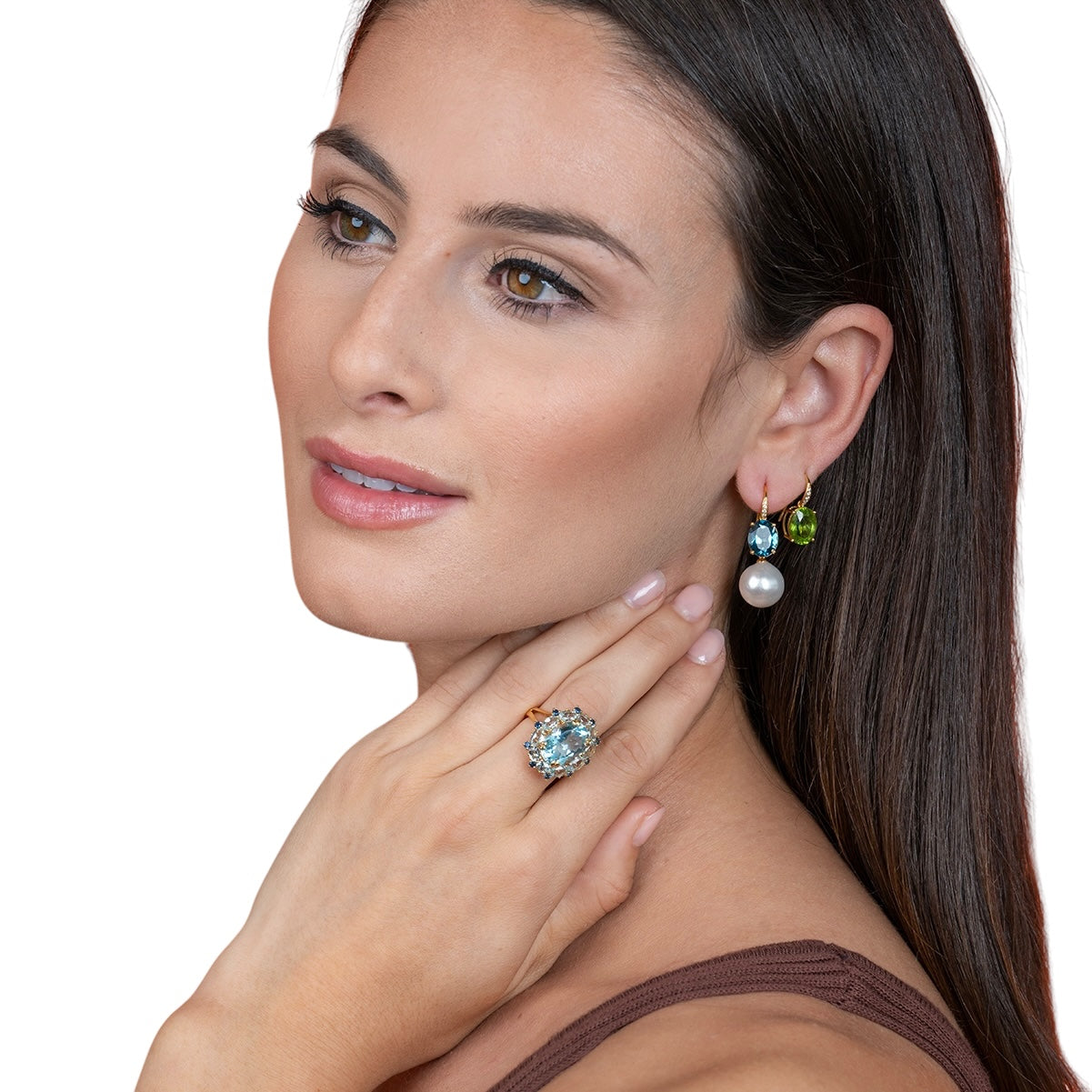 Radiant Oval Peridot Diamond Drop Earrings