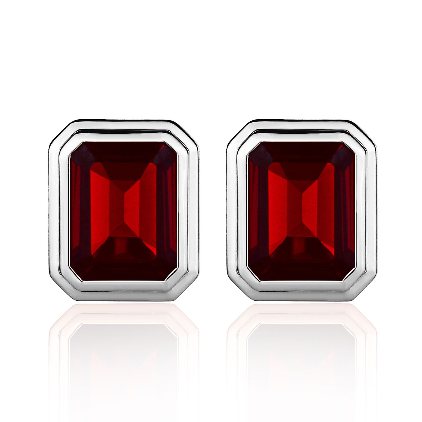 Bella Emerald-Cut Garnet Earrings