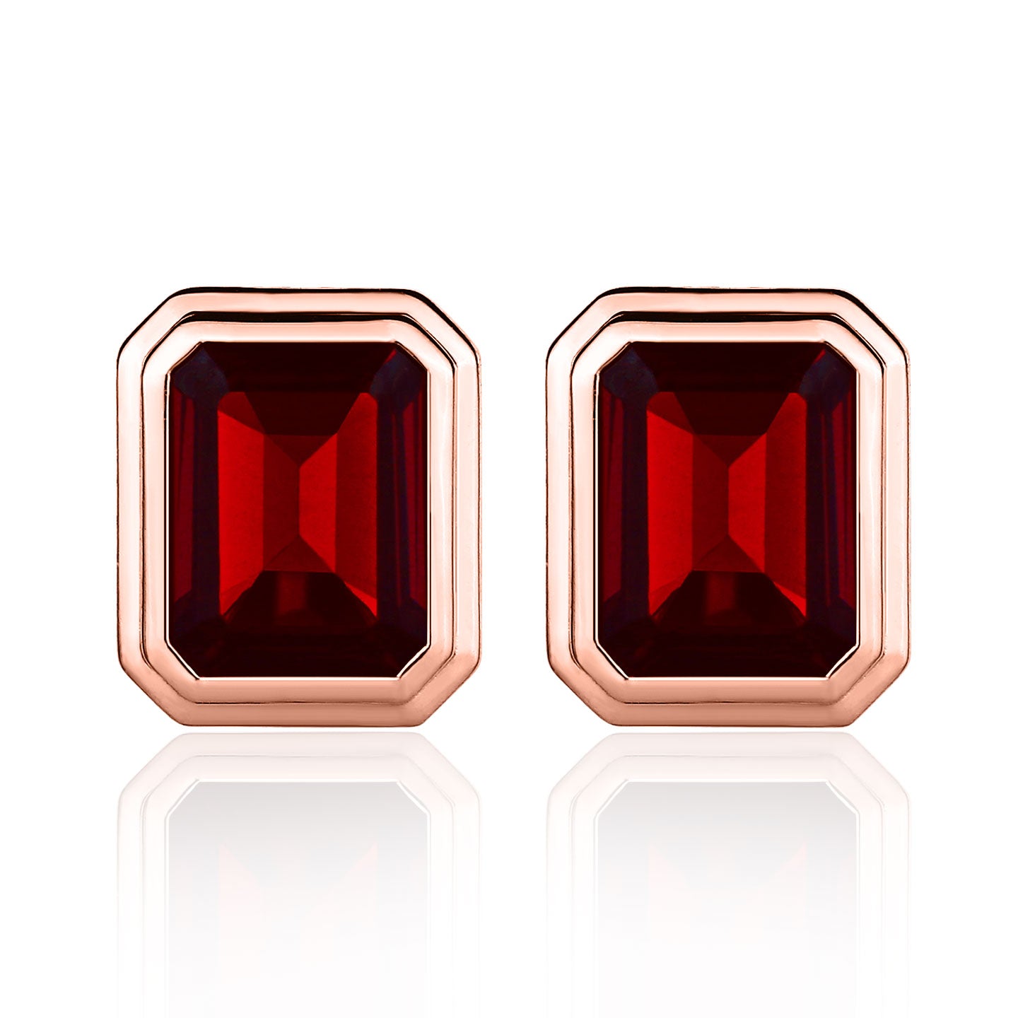 Bella Emerald-Cut Garnet Earrings