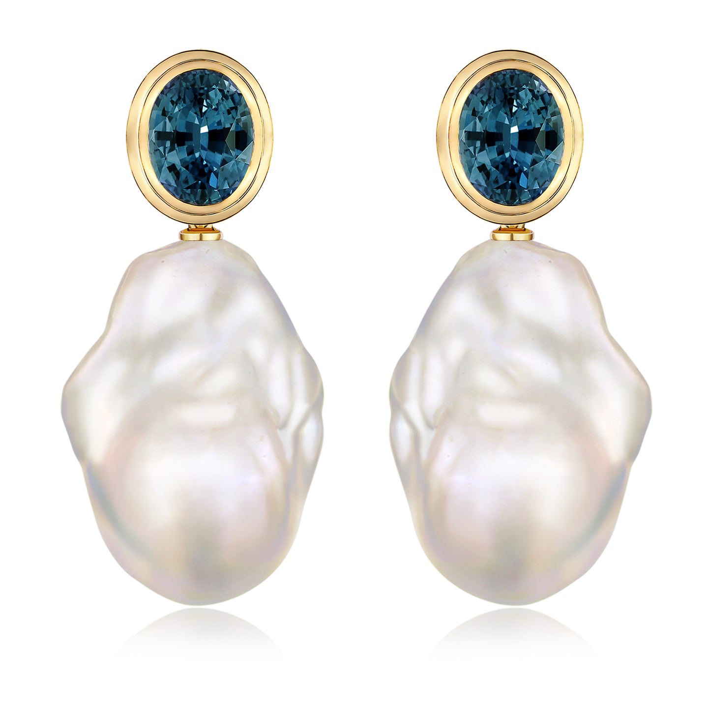 Bella Oval Topaz Baroque Pearl Convertible Earrings
