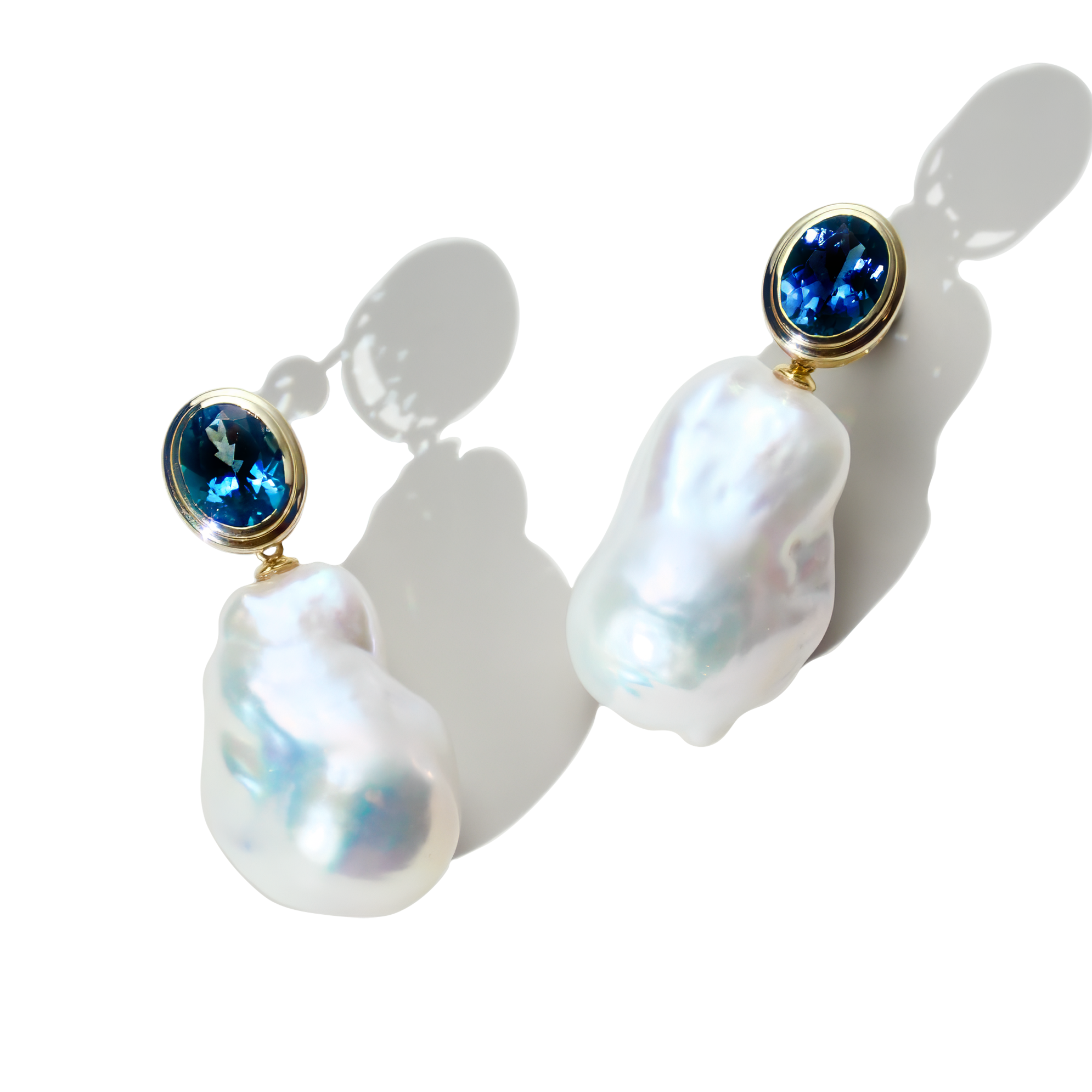 Bella Oval Topaz Baroque Pearl Convertible Earrings