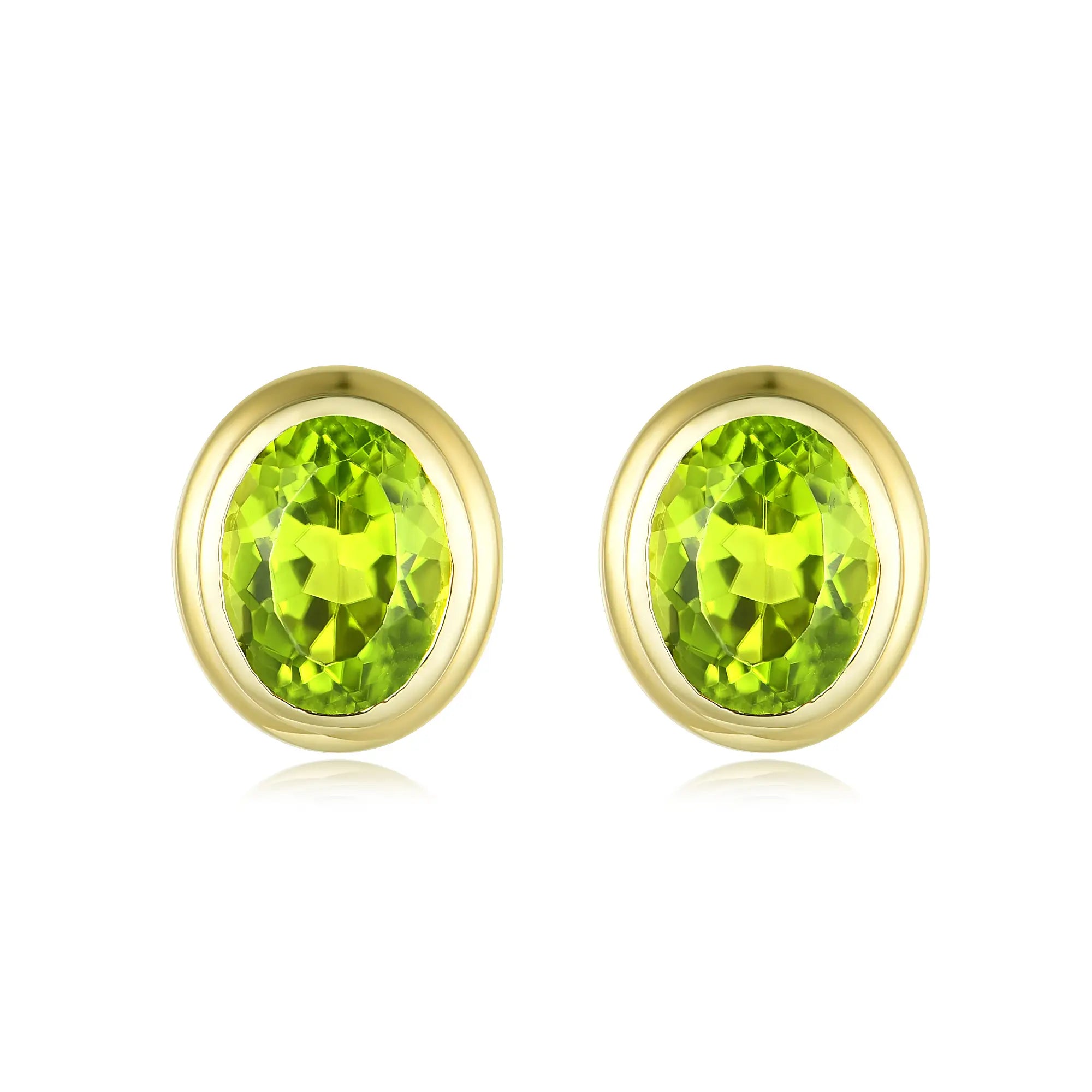Natural Oval Peridot Earrings 14k yellow gold