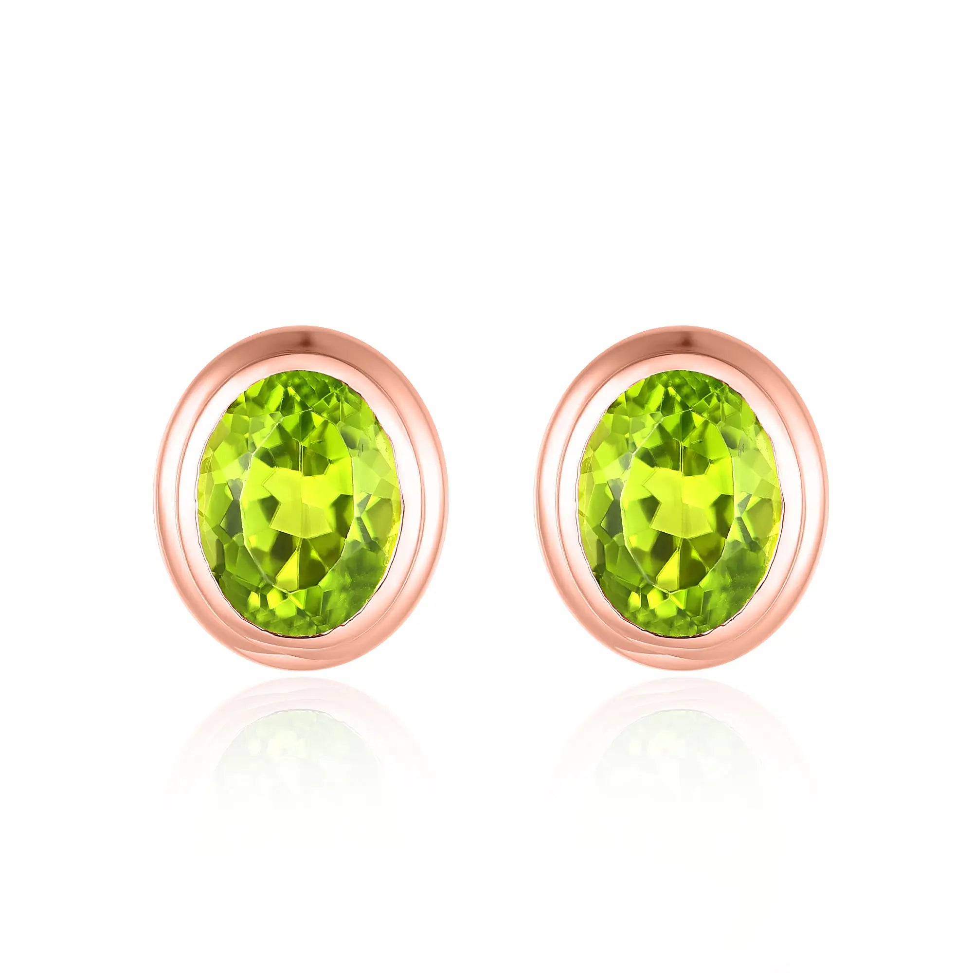 Natural Oval Peridot Earrings 14k rose gold