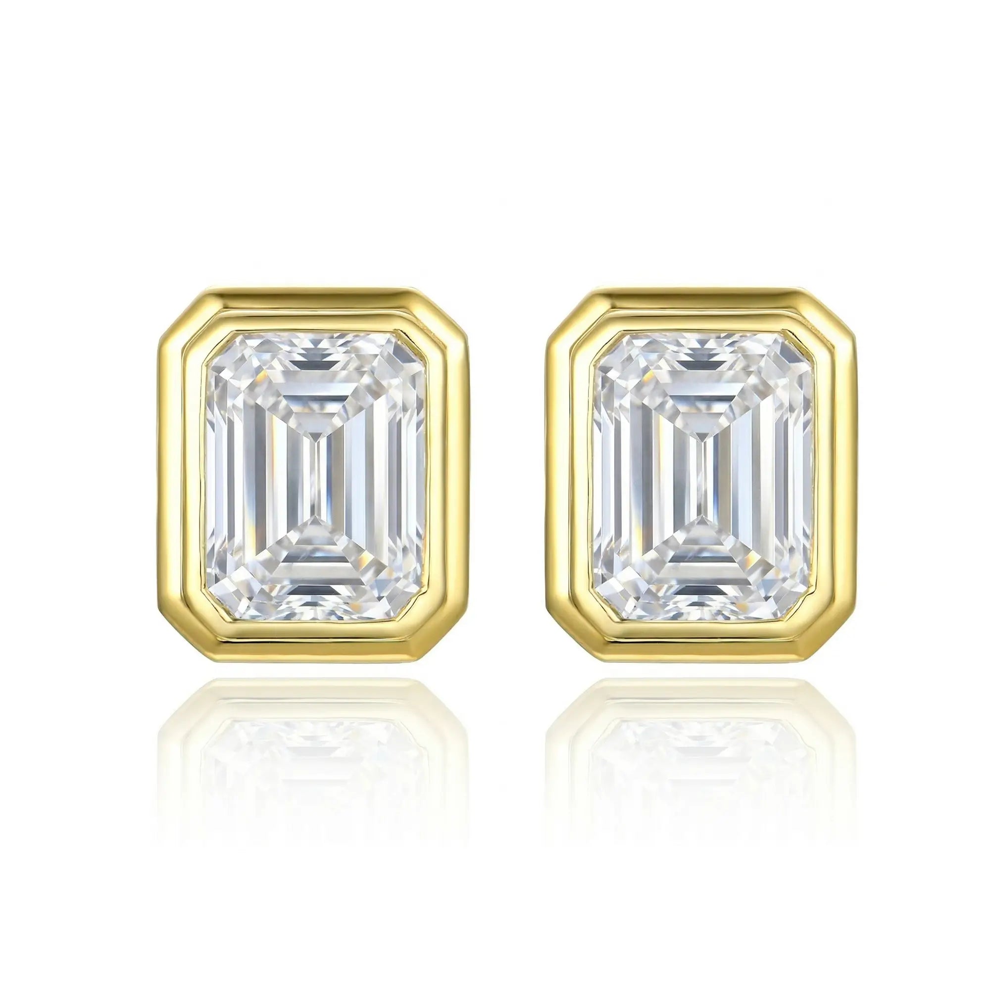 Bella 3.00ct Emerald-Cut Lab Grown Diamond Earrings 14k yellow gold