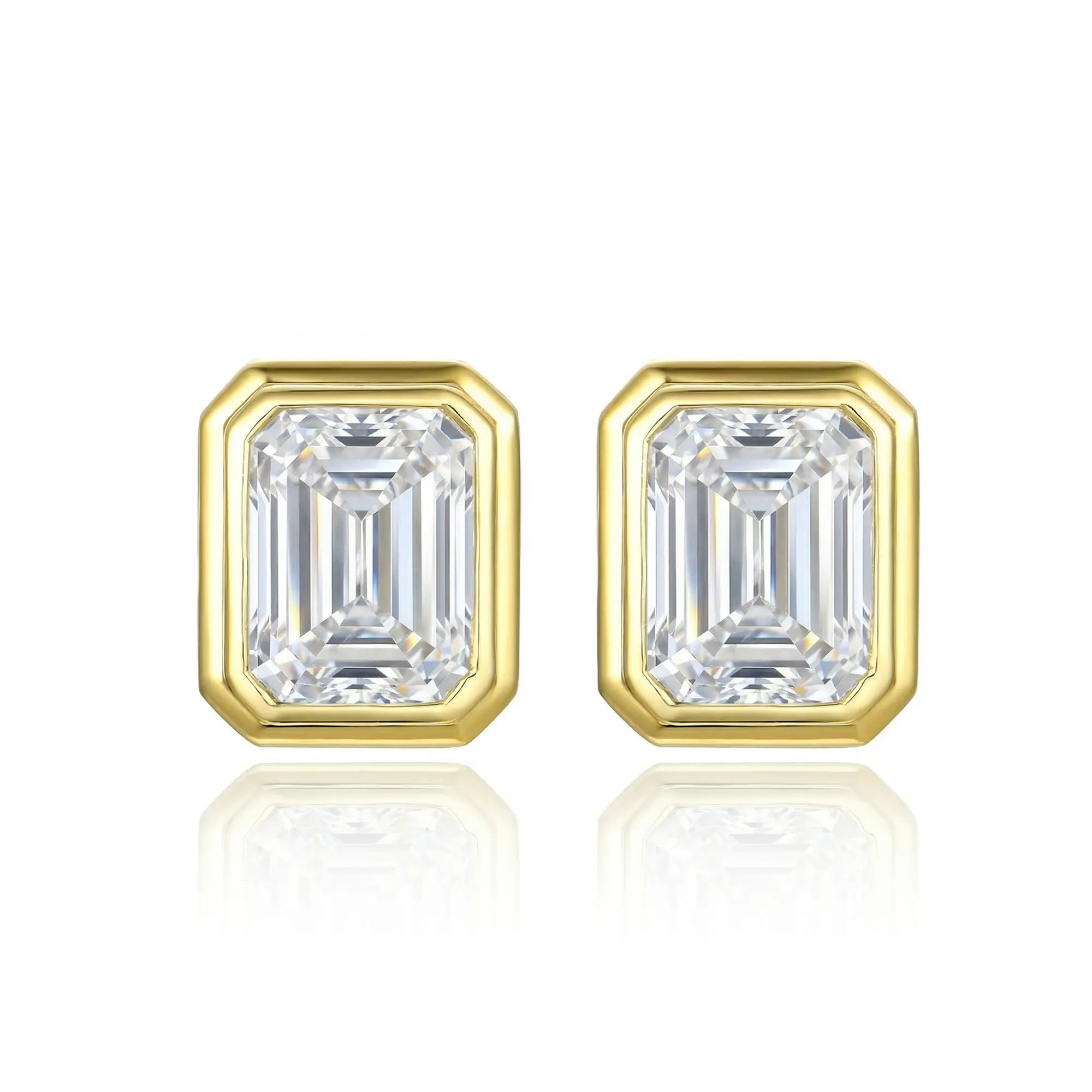 Bella 2.00ct Emerald-Cut Lab Grown Diamond Earrings 14k yellow gold