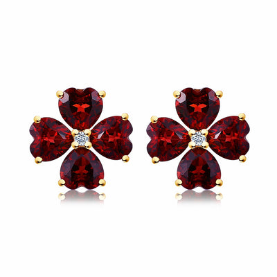 Felicia Garnet Diamond Clover Earrings