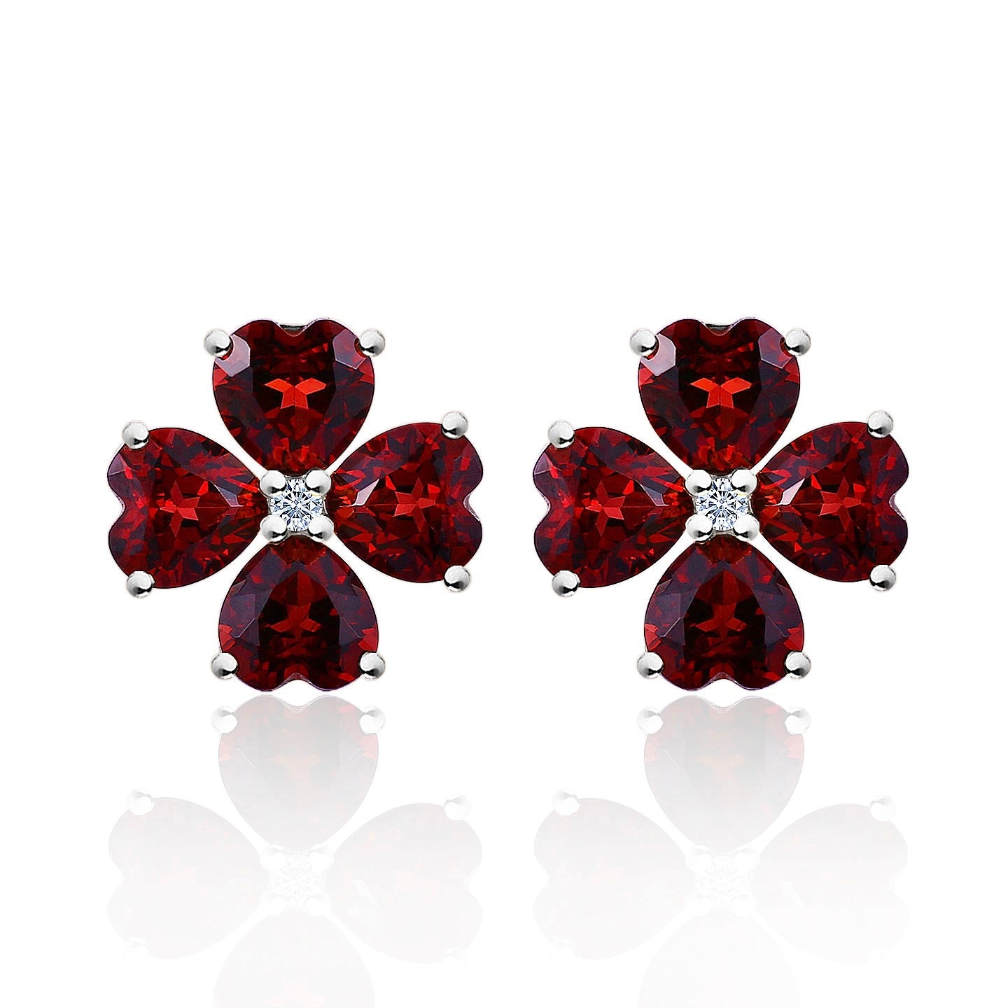Felicia Garnet Diamond Clover Earrings