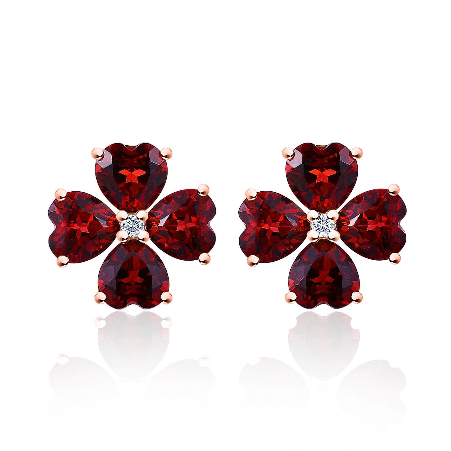 Felicia Garnet Diamond Clover Earrings