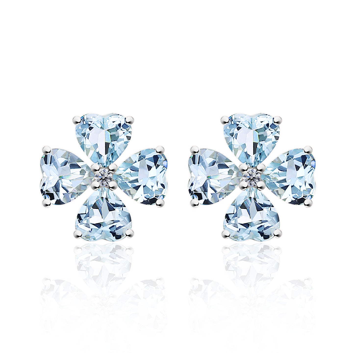 Felicia Aquamarine Diamond Clover Earrings