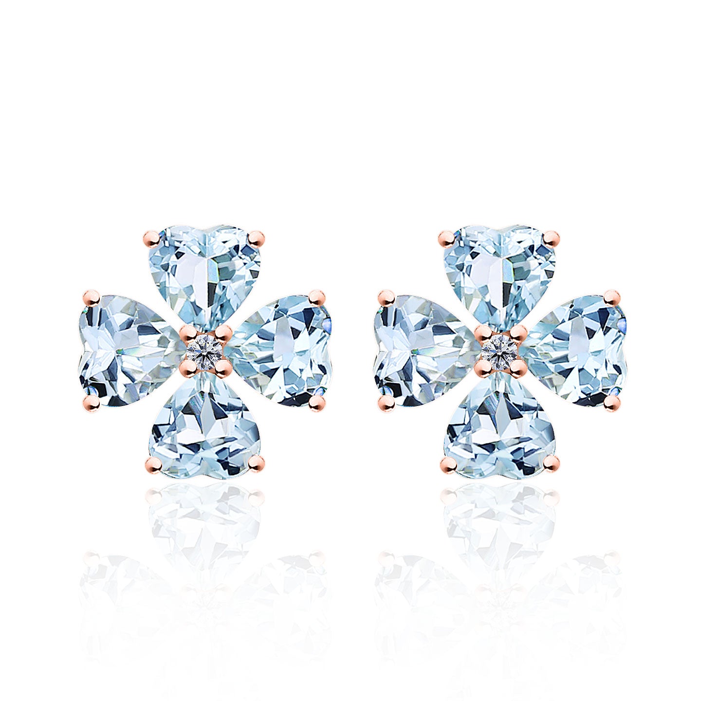 Felicia Aquamarine Diamond Clover Earrings