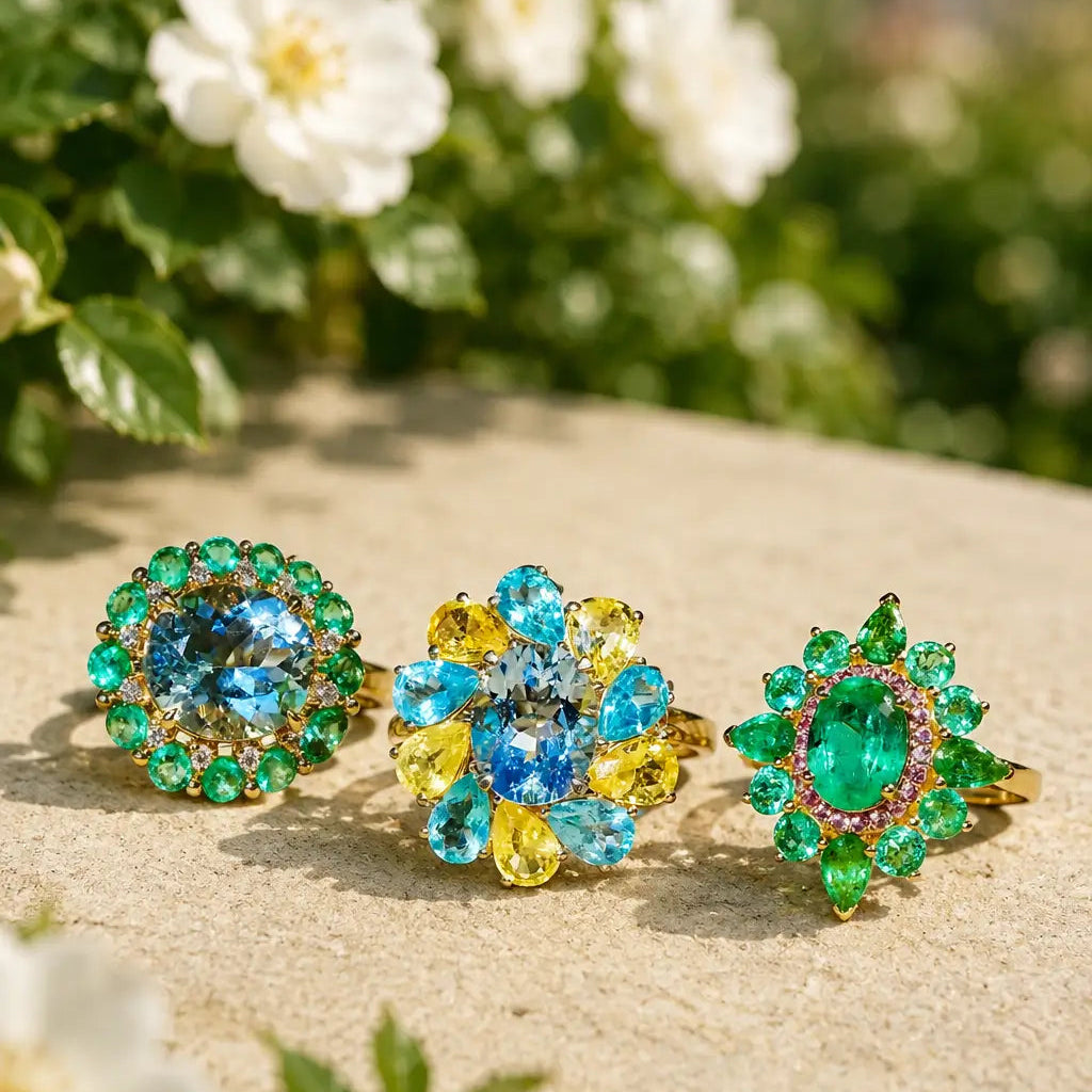 Stellara 3.55 ctw AIGS Certified Natural Emerald & Pink Sapphire Ring (One-of-a-Kind)