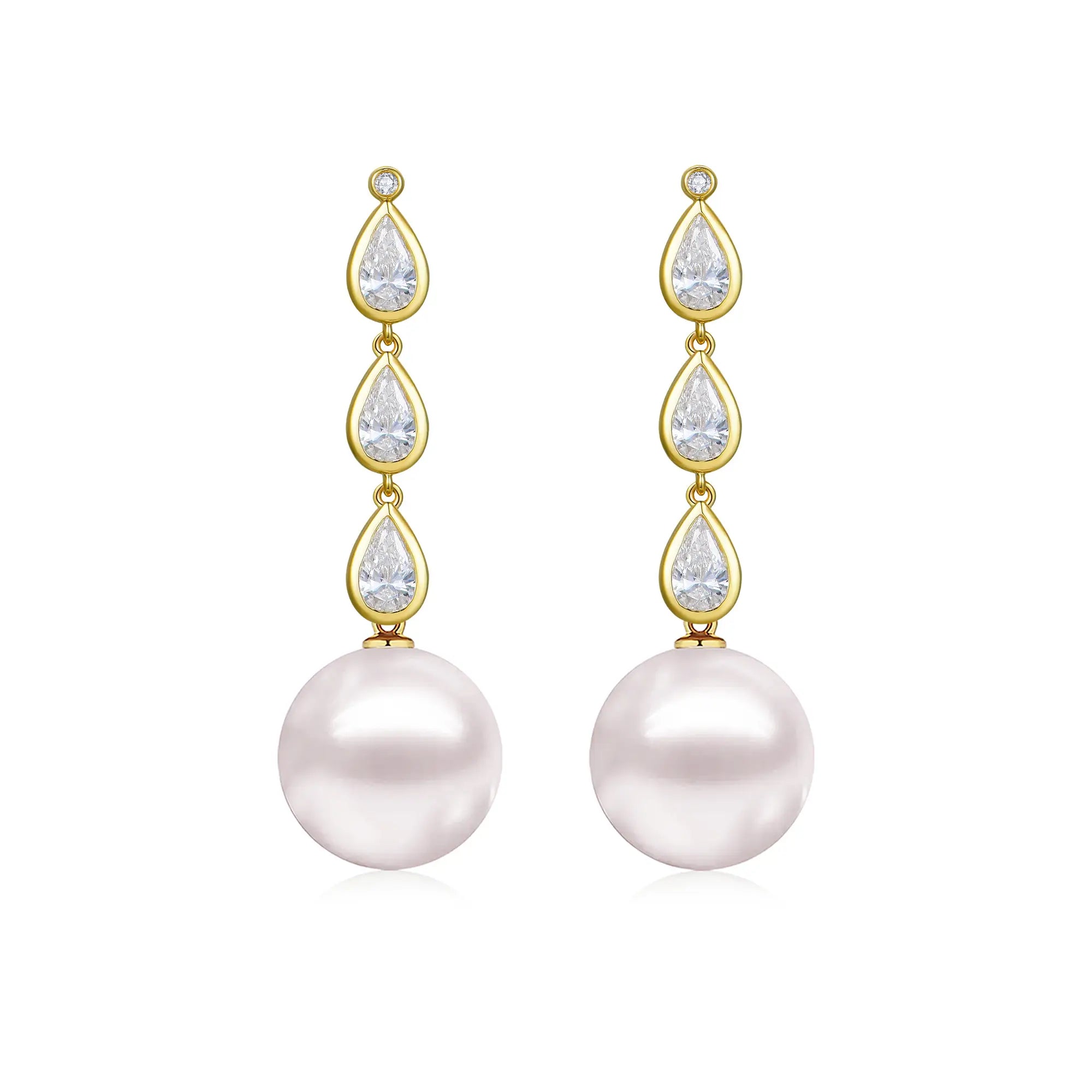 Venus Tears Lab Grown Diamond  Pearl Convertible Drop Earrings 14k yellow gold