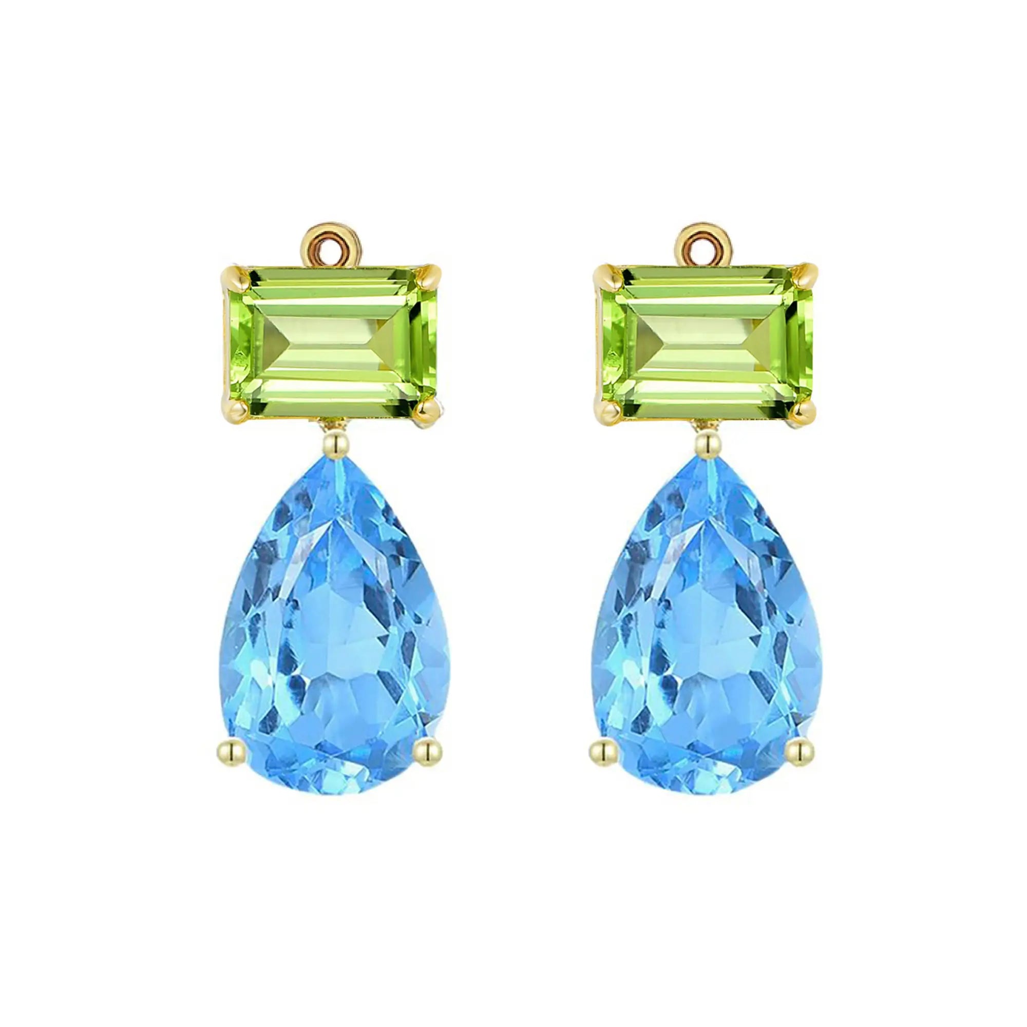 kai fine jewelry Gemfusion natural Peridot and Swiss Blue Topaz Enhancers in 14k yellow gold