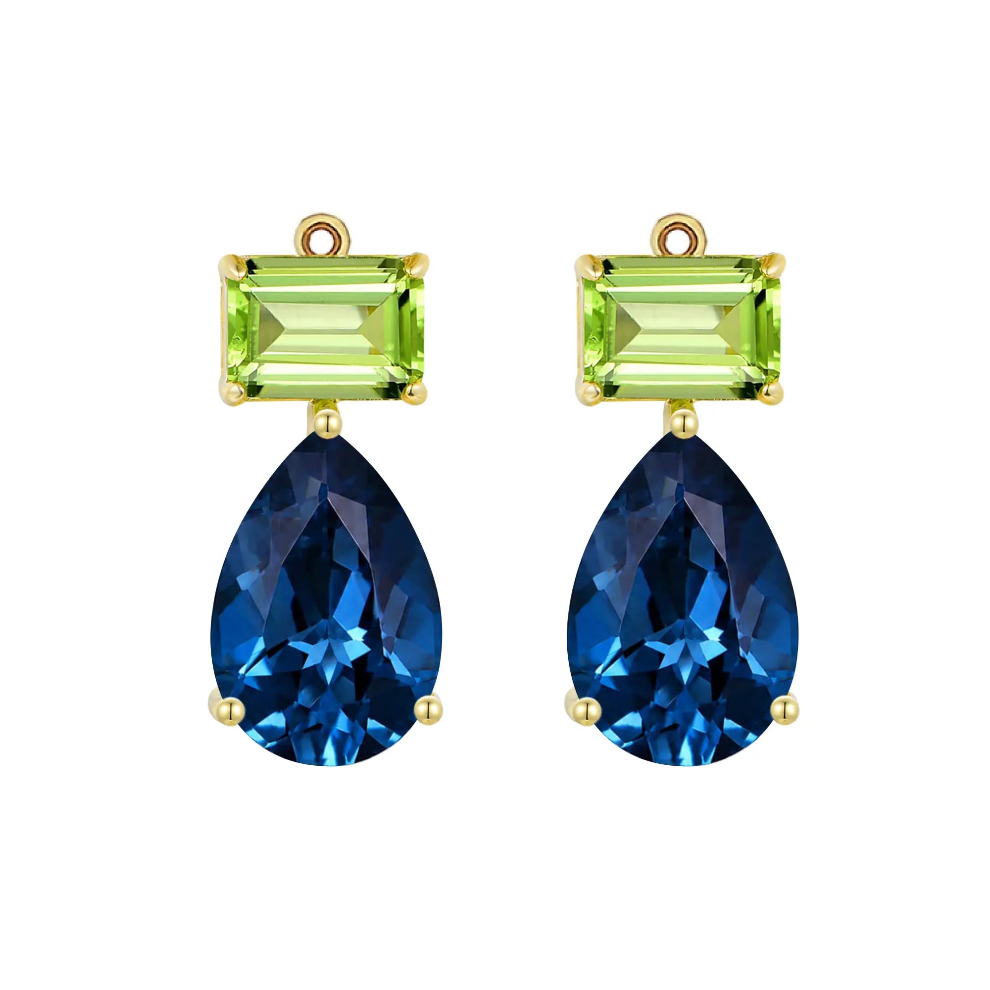 Kai fine jewelry Gemfusion natural Peridot and London Blue Topaz Enhancers in 14k yellow gold