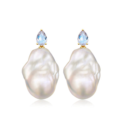 Venus Tears Moonstone Baroque Pearl Convertible Drop Earrings