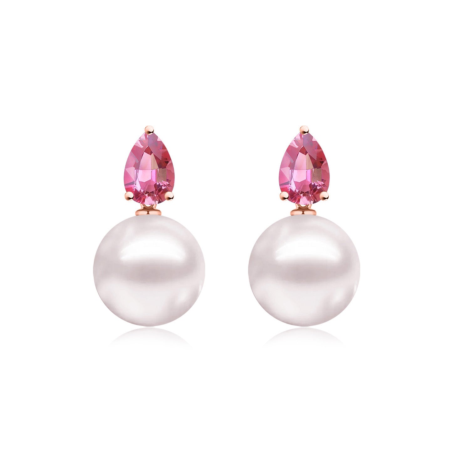 Venus Tears Pink Tourmaline Pearl Convertible Earrings 14k rose gold