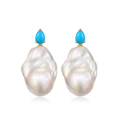 Venus Tears Turquoise Baroque Pearl Convertible Drop Earrings