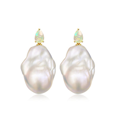 Venus Tears Opal Baroque Pearl Convertible Drop Earrings