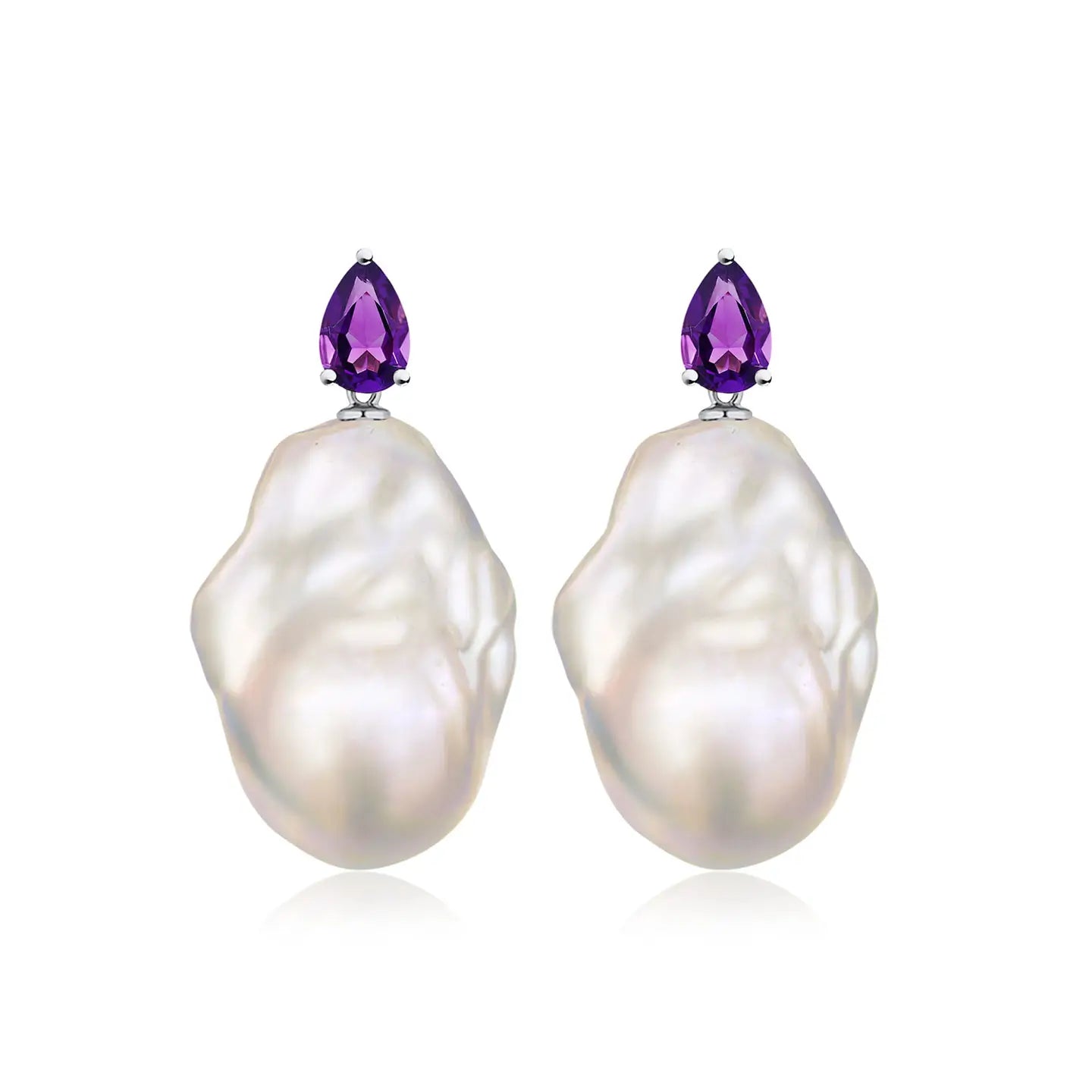 Venus Tears Amethyst Baroque Pearl Convertible Drop Earrings