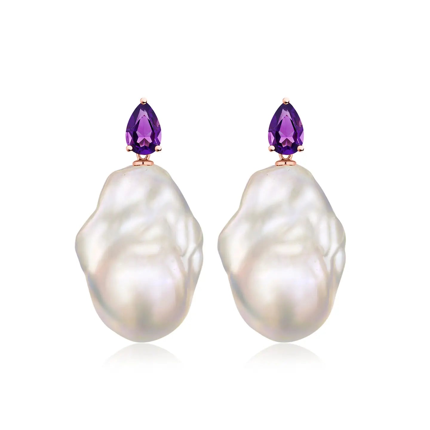 Venus Tears Amethyst Baroque Pearl Convertible Drop Earrings