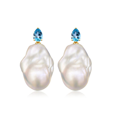 Venus Tears Topaz Baroque Pearl Convertible Drop Earrings