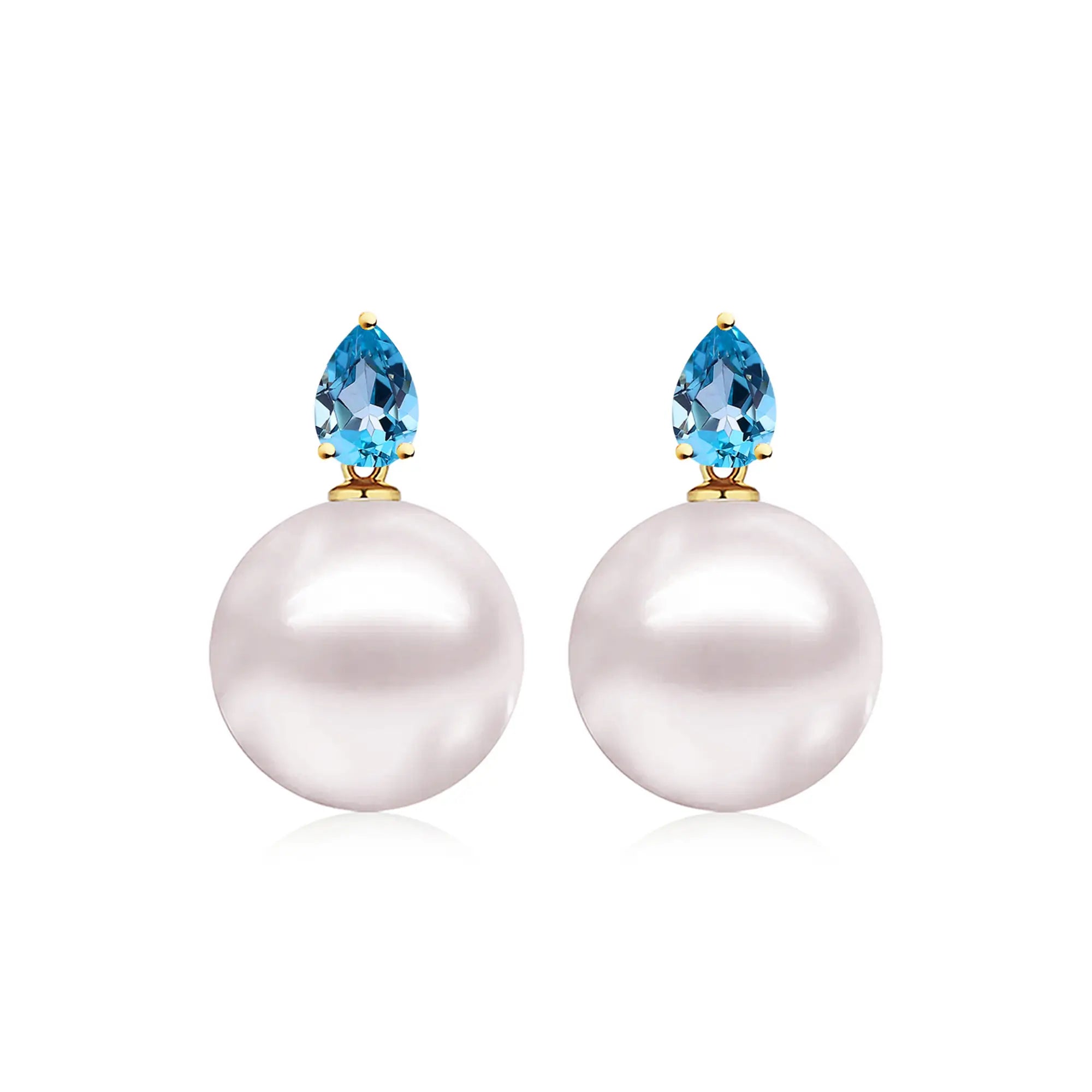 14k yellow gold Venus Tears Topaz 12-13mm Cultured Round Pearl Convertible Drop Earrings