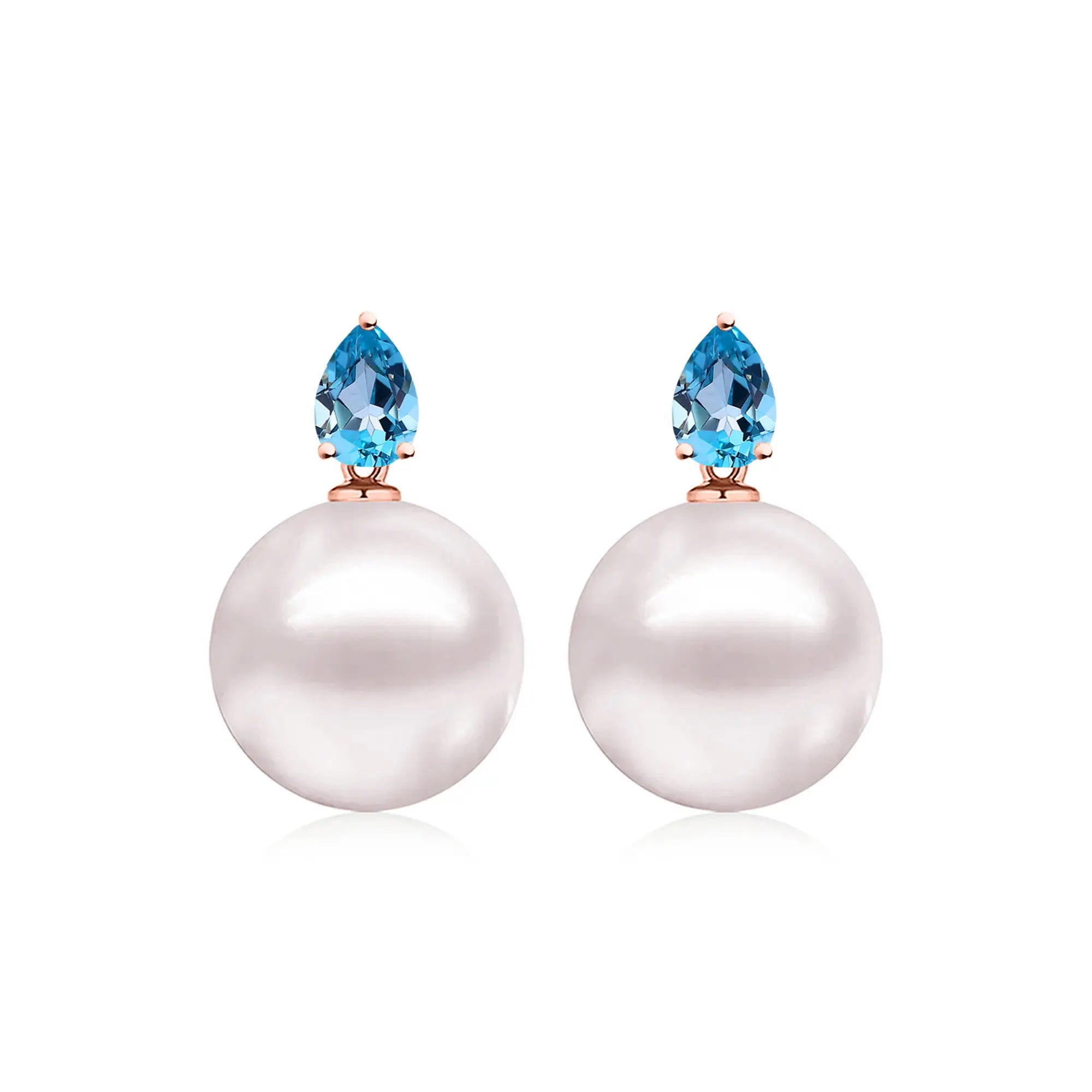 14k rose gold Venus Tears Topaz 12-13mm Cultured Round Pearl Convertible Drop Earrings