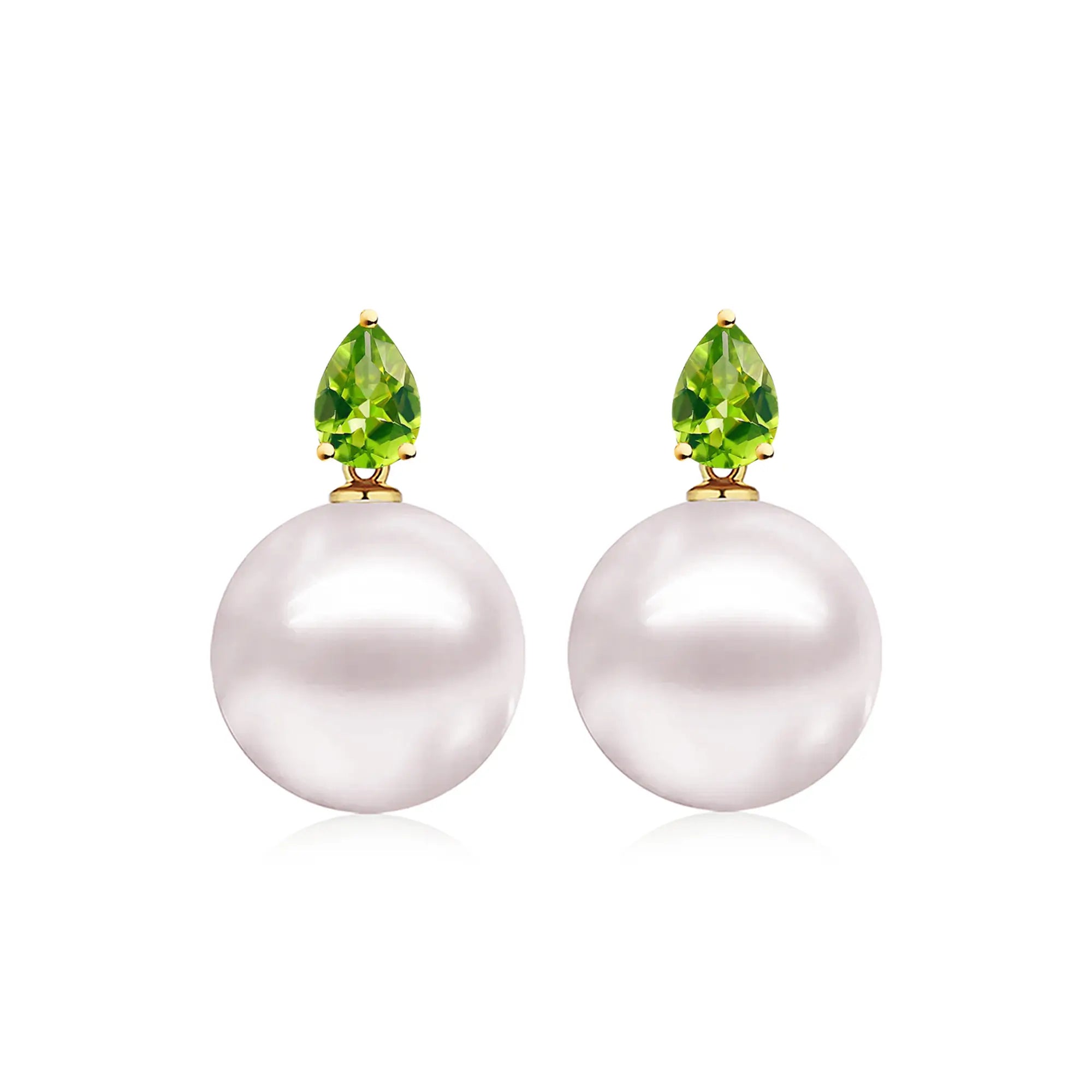 14k yellow gold Venus Tears Peridot 12-13mm Cultured Round Pearl Convertible Drop Earrings