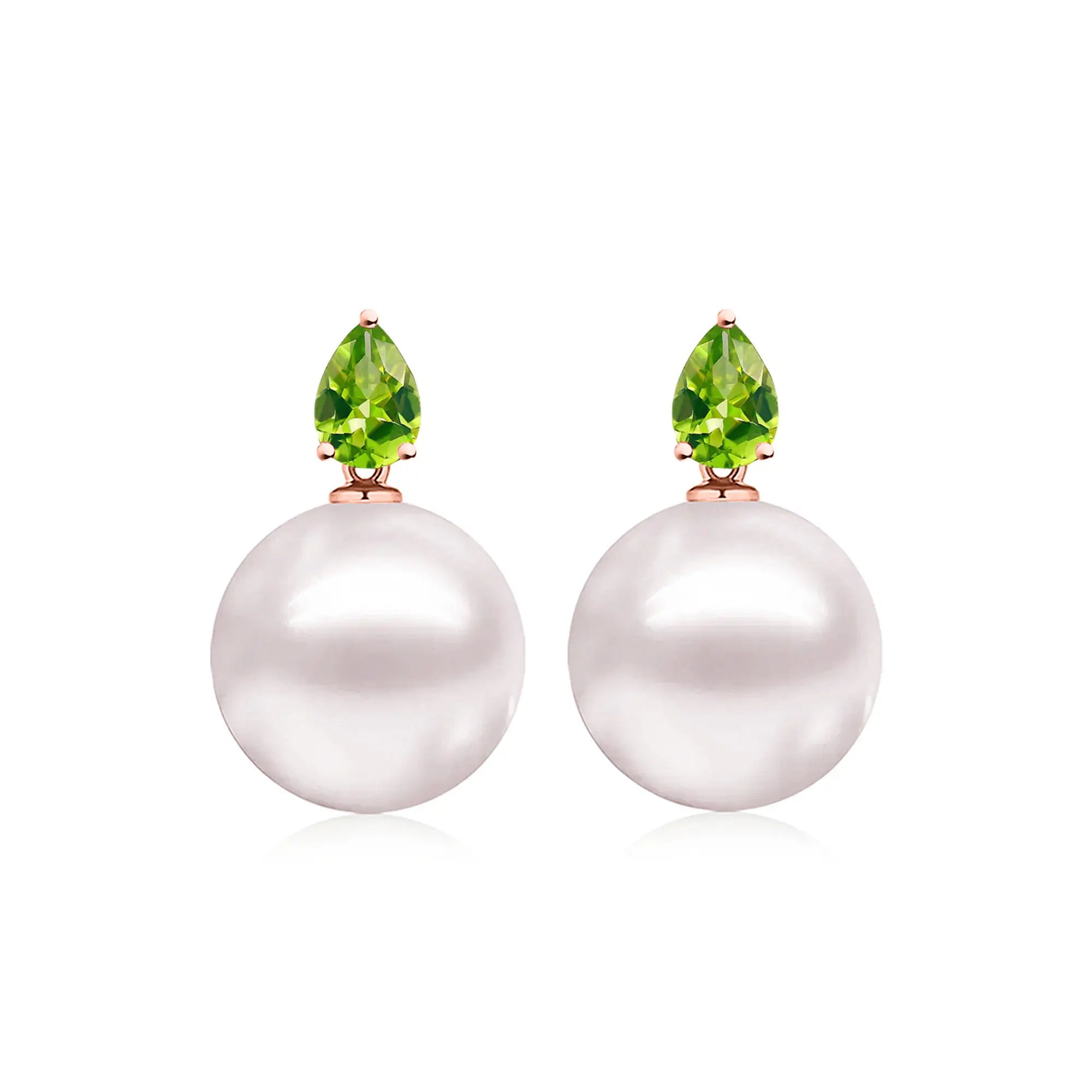 14k rose gold Venus Tears Peridot 12-13mm Cultured Round Pearl Convertible Drop Earrings