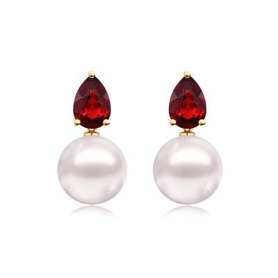 Venus Tears Garnet Pearl Convertible Earrings