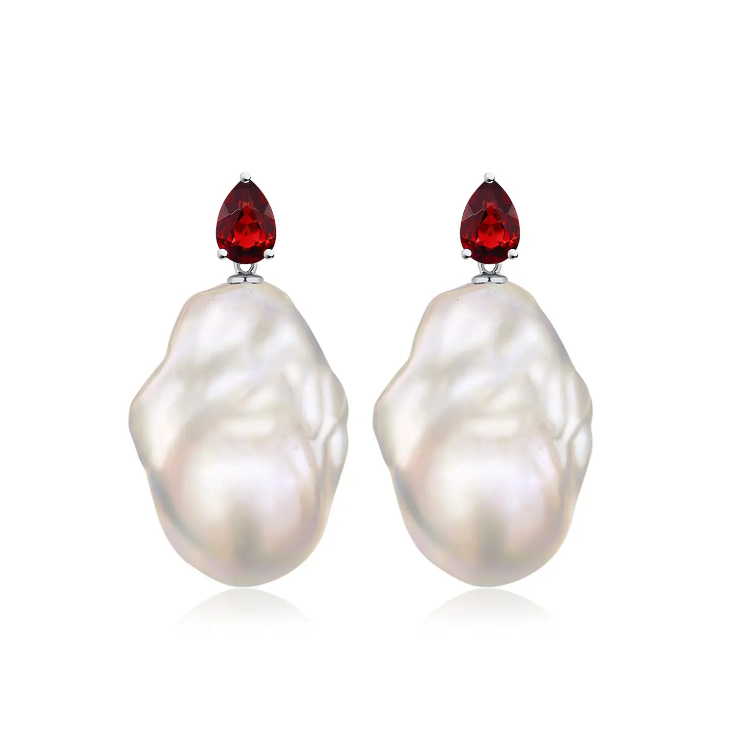 Venus Tears Garnet Baroque Pearl Convertible Drop Earrings