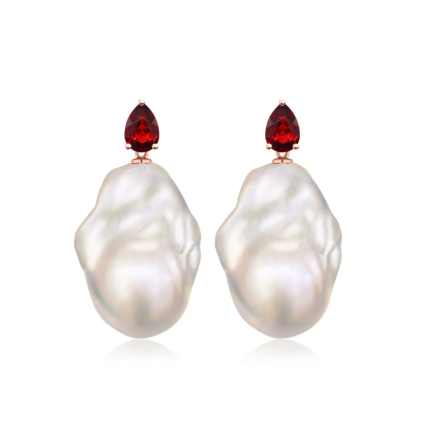 Venus Tears Garnet Baroque Pearl Convertible Drop Earrings