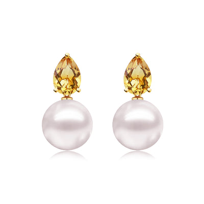Venus Tears Citrine Pearl Convertible Earrings