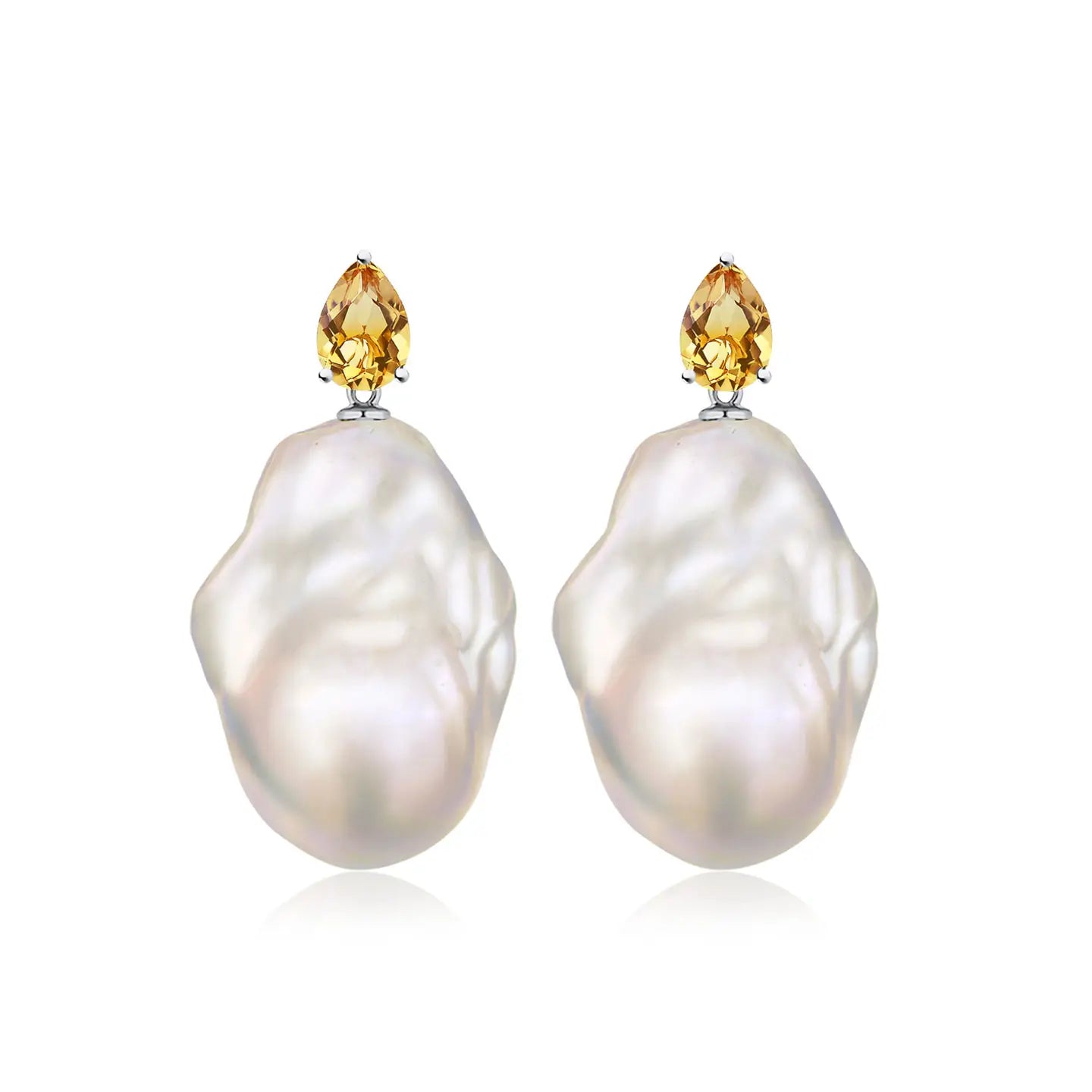 Venus Tears Citrine Baroque Pearl Convertible Drop Earrings
