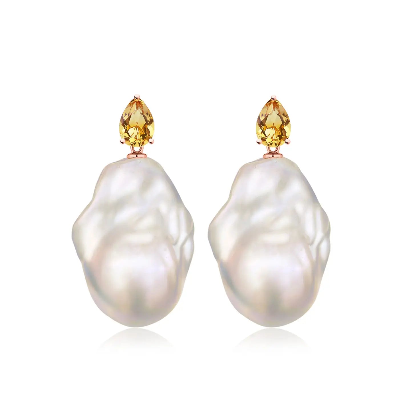 Venus Tears Citrine Baroque Pearl Convertible Drop Earrings