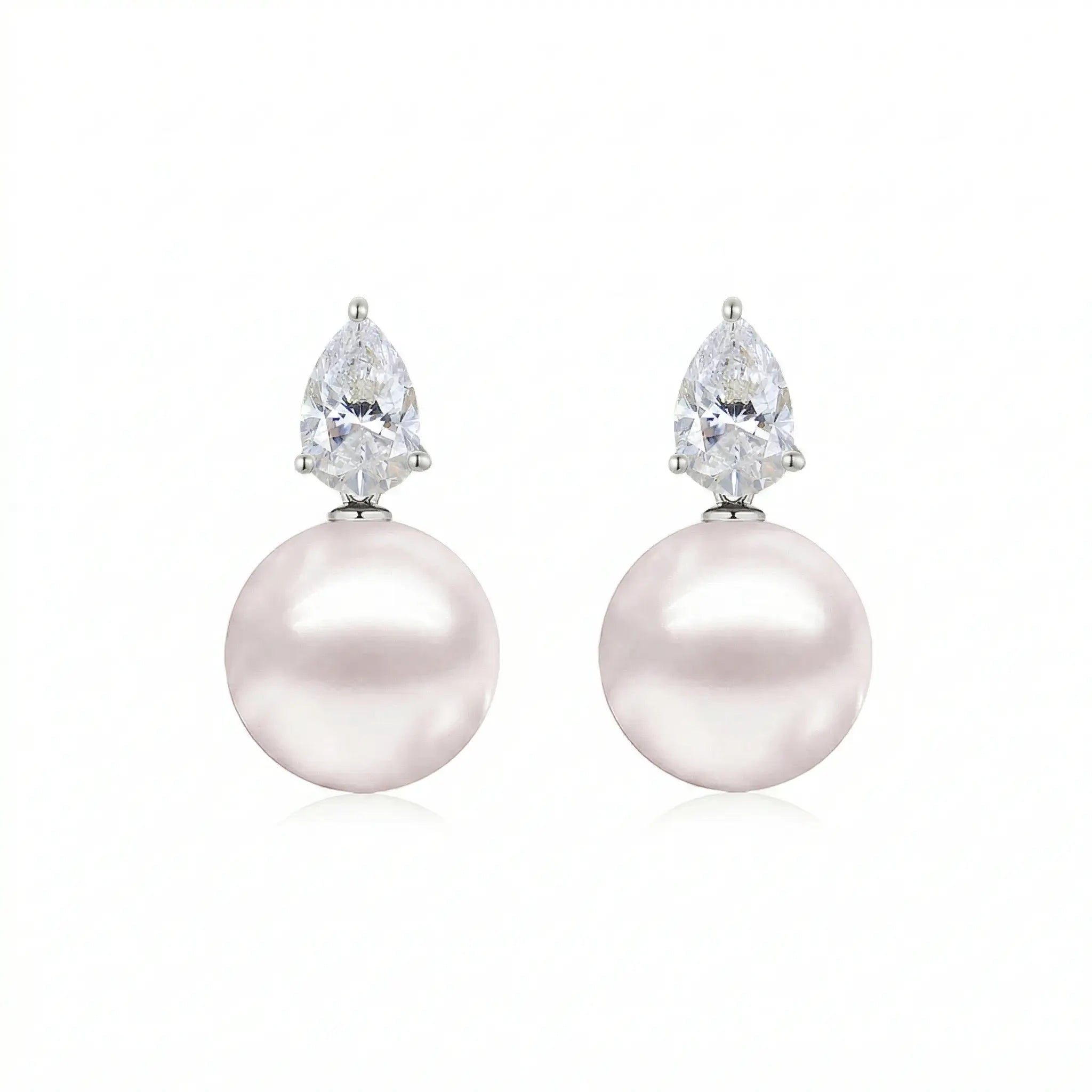 Venus Tears Lab Grown Diamond 8-9mm Pearl Convertible Drop Earrings 14k white gold