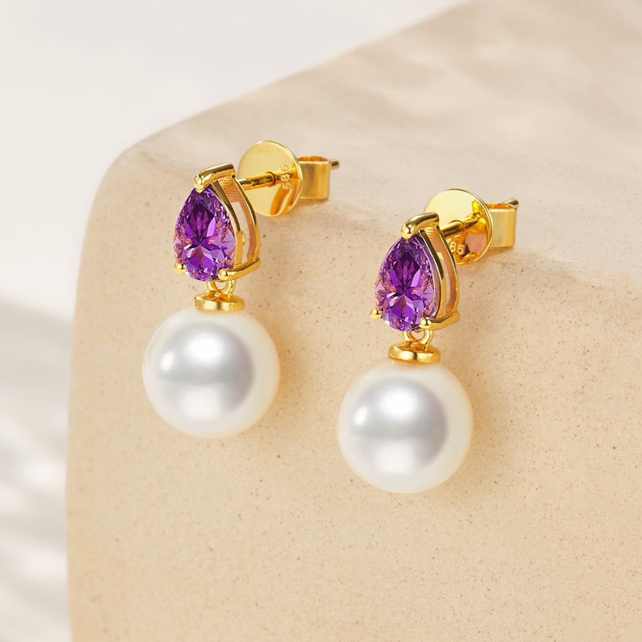 Venus Tears Amethyst Pearl Convertible Earrings