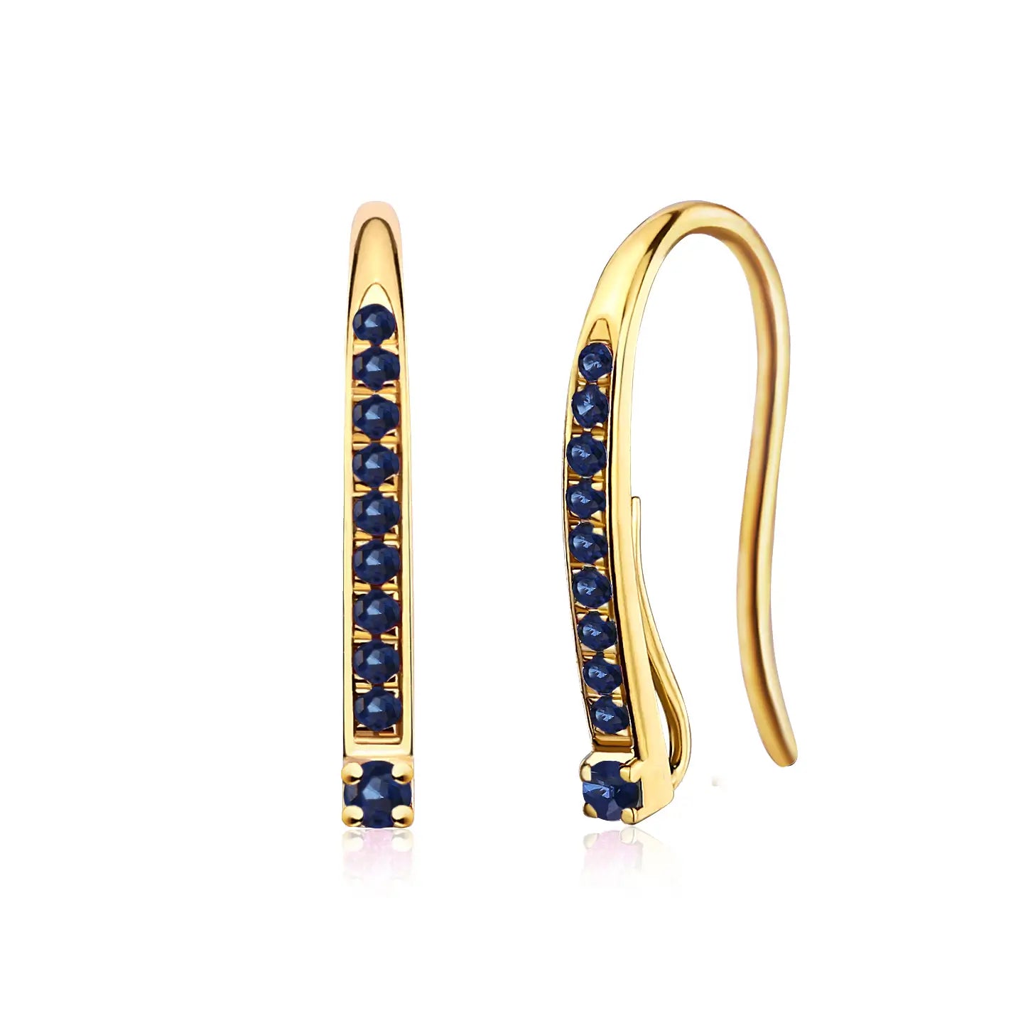 14k solid gold natural blue sapphire cultured Drop Earrings