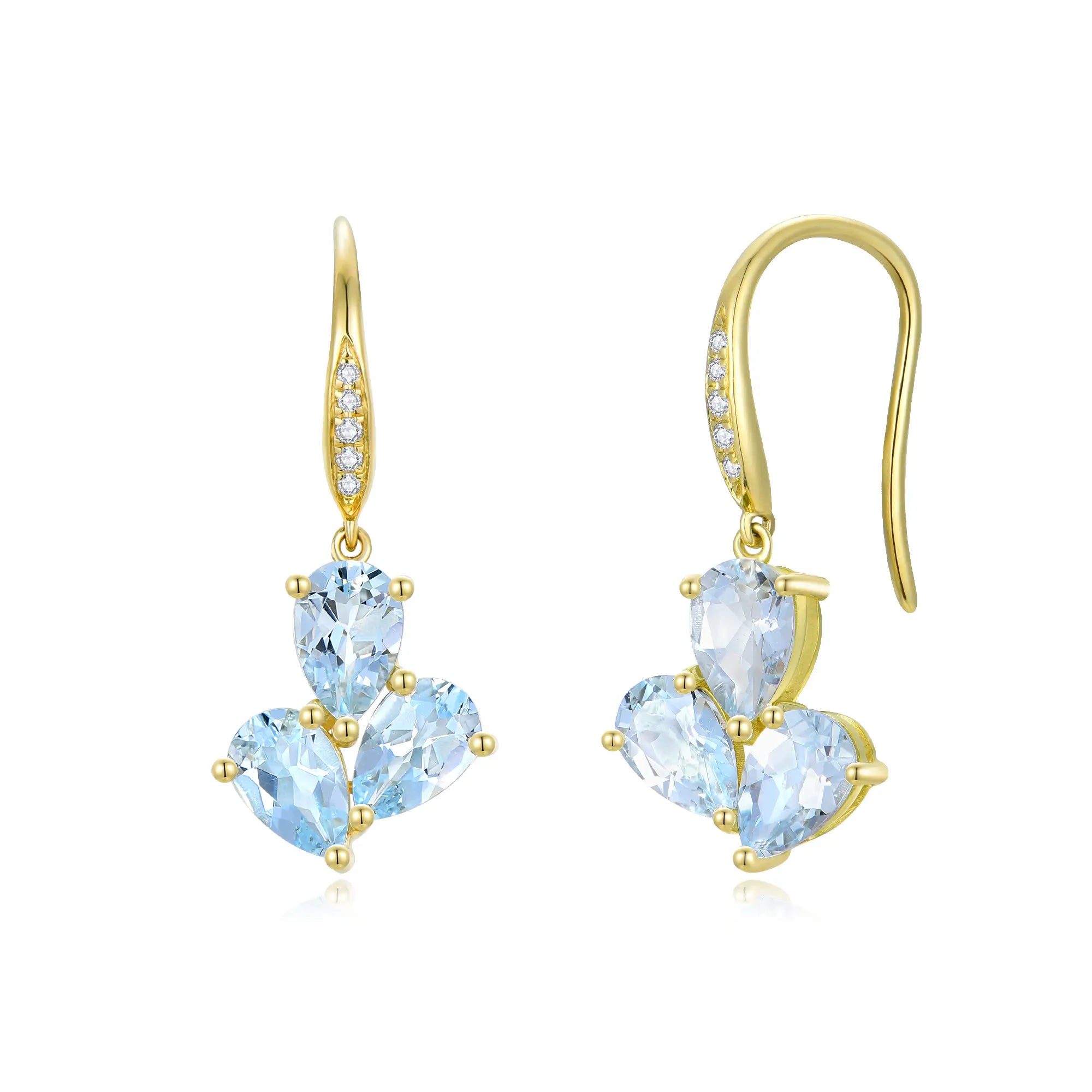 Allure Natural Aquamarine Diamond Drop Earrings 14k solid gold