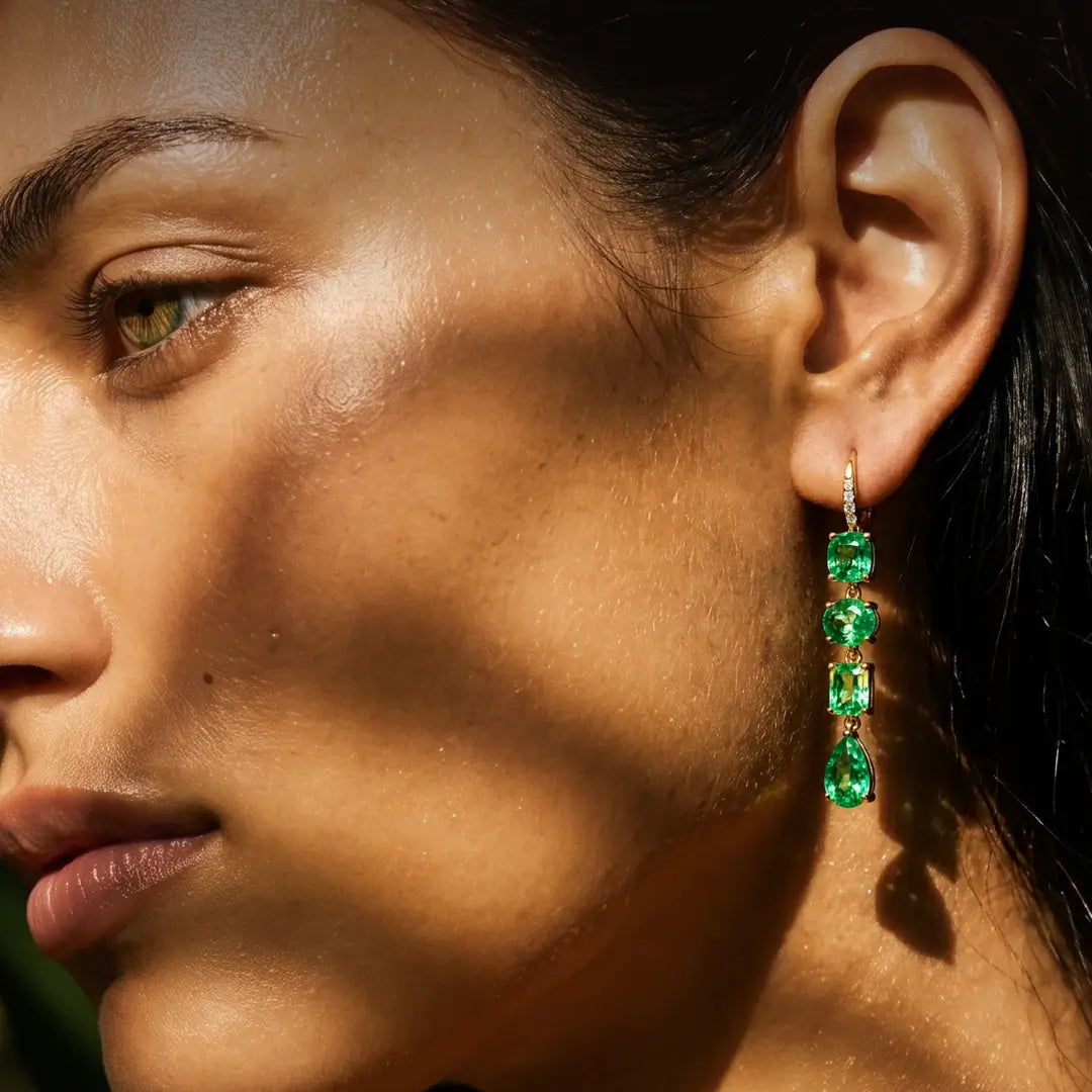 (SOLD) Garden Melody 8.24 ctw Natural Tsavorite & Diamond Drop Earrings (One-of-a-Kind)