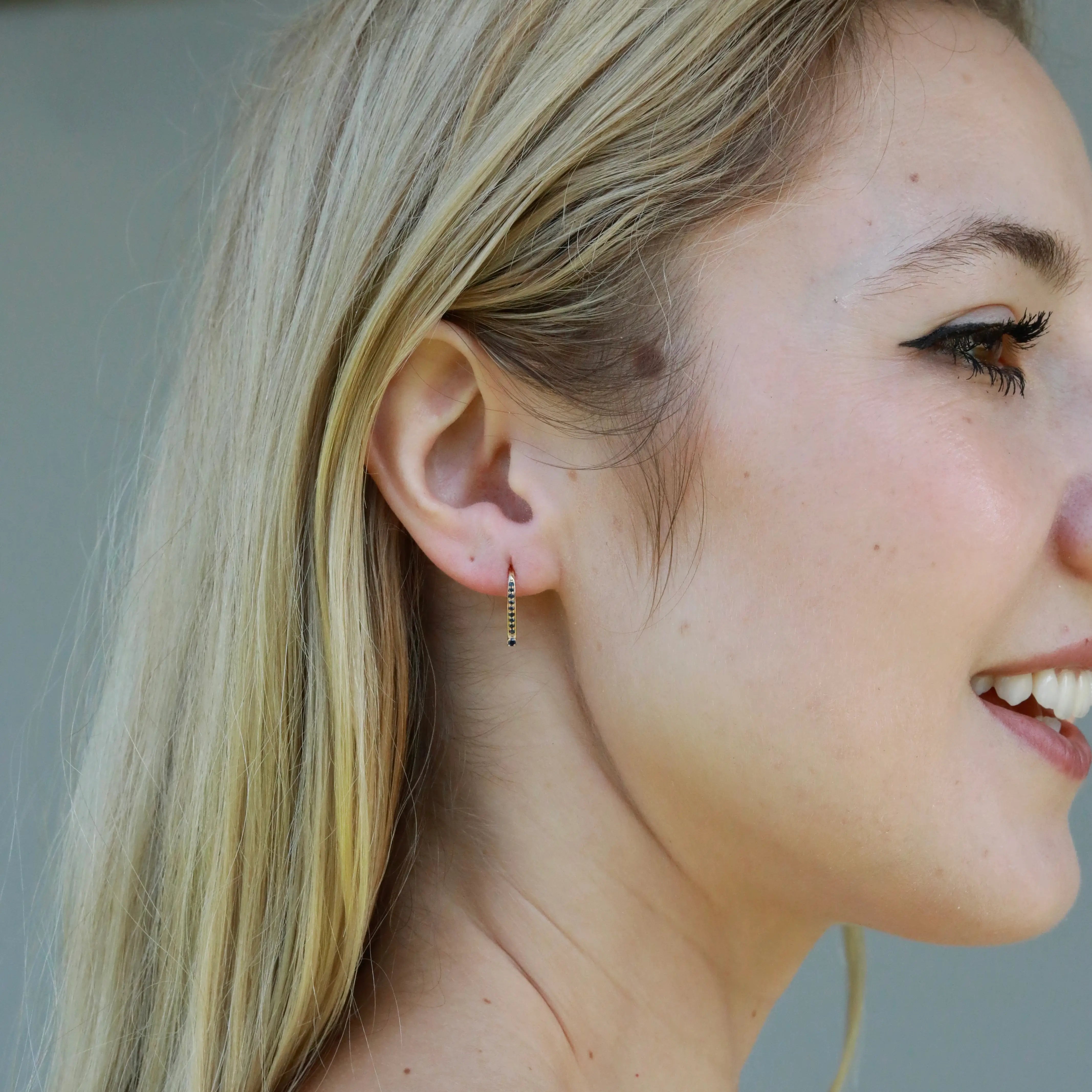 Natural Blue Sapphire Convertible Hook Earrings 14k Yellow Gold