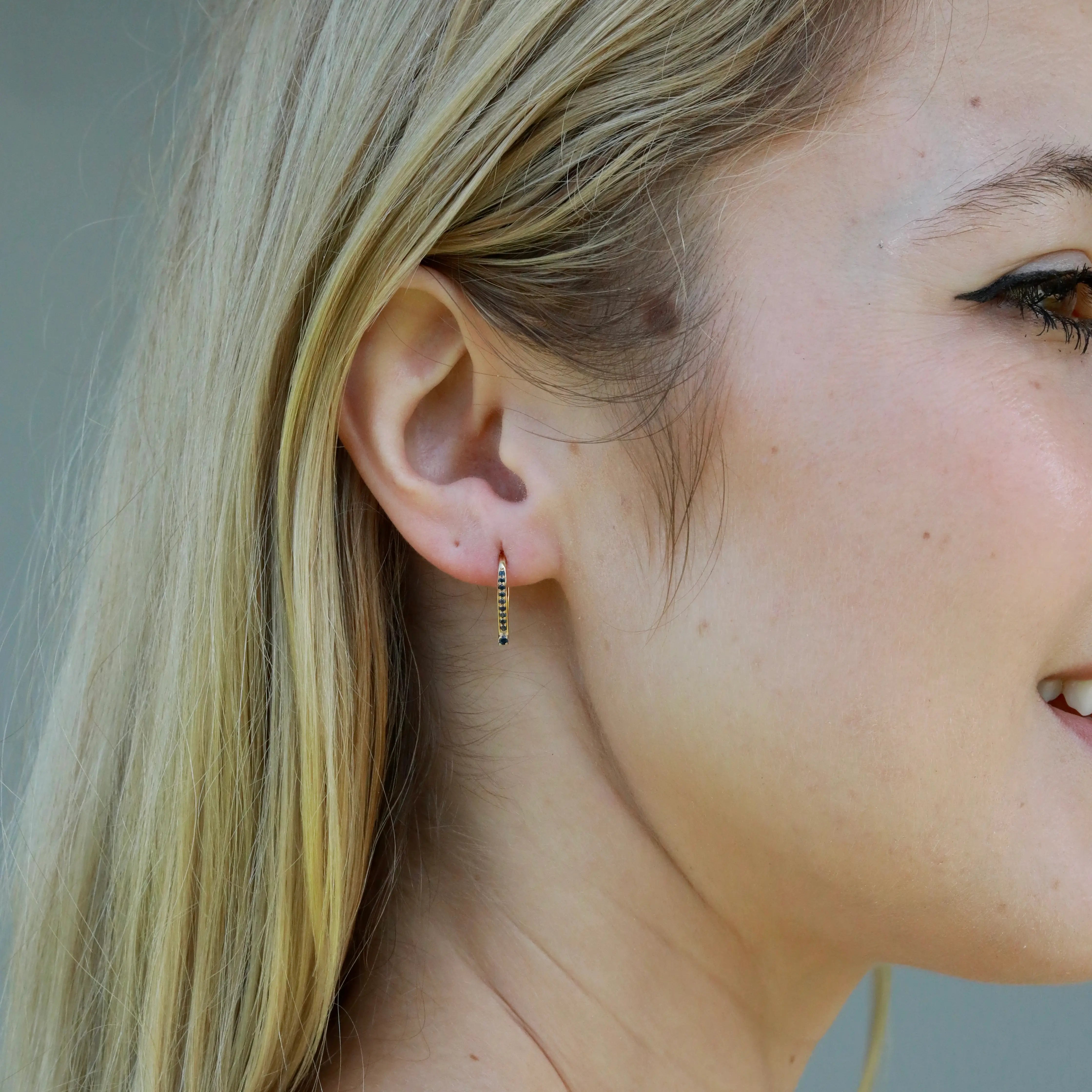 Natural Blue Sapphire Convertible Hook Earrings 14k Yellow Gold