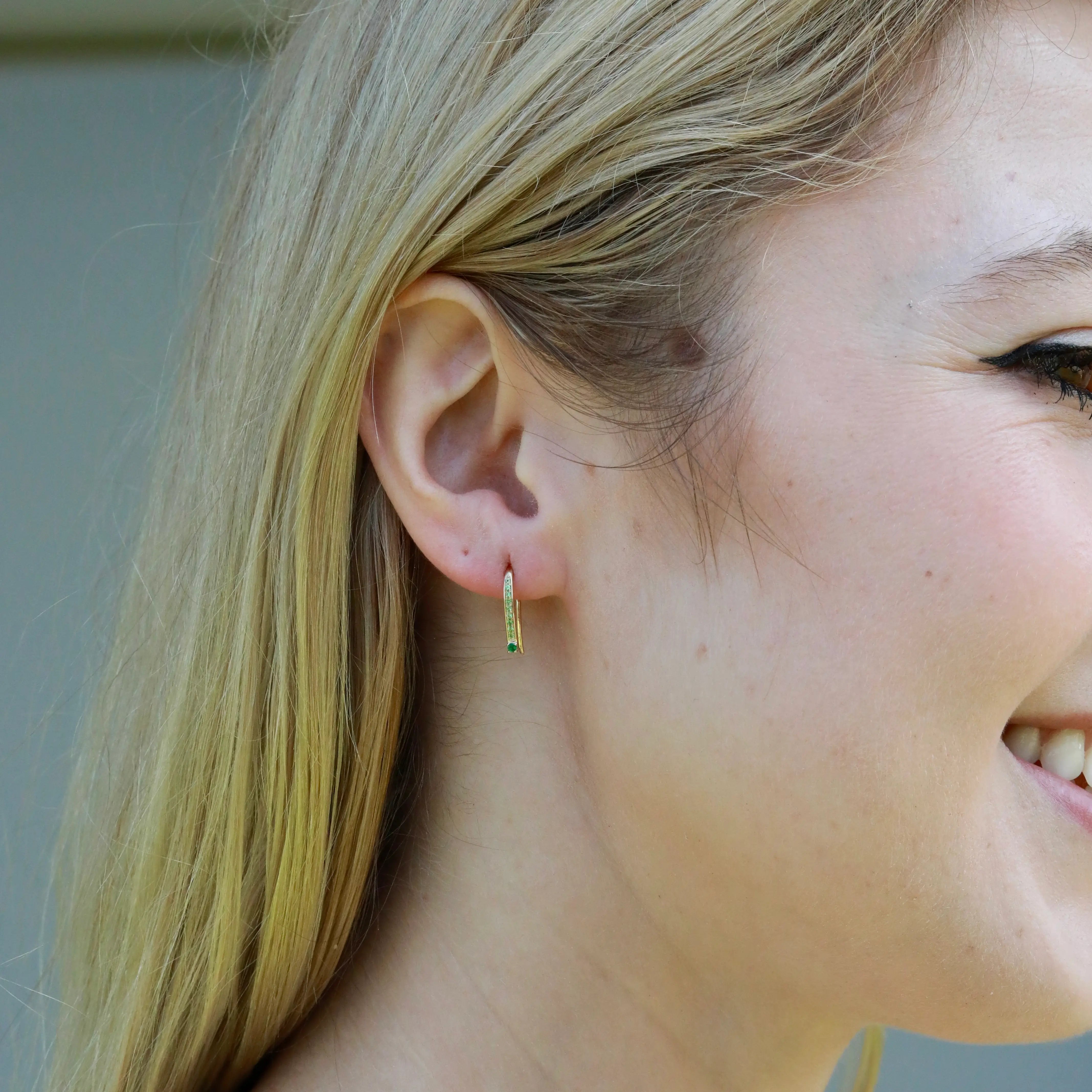 Natural Green Tsavorite Convertible Hook Earrings 14k Solid Yellow Gold