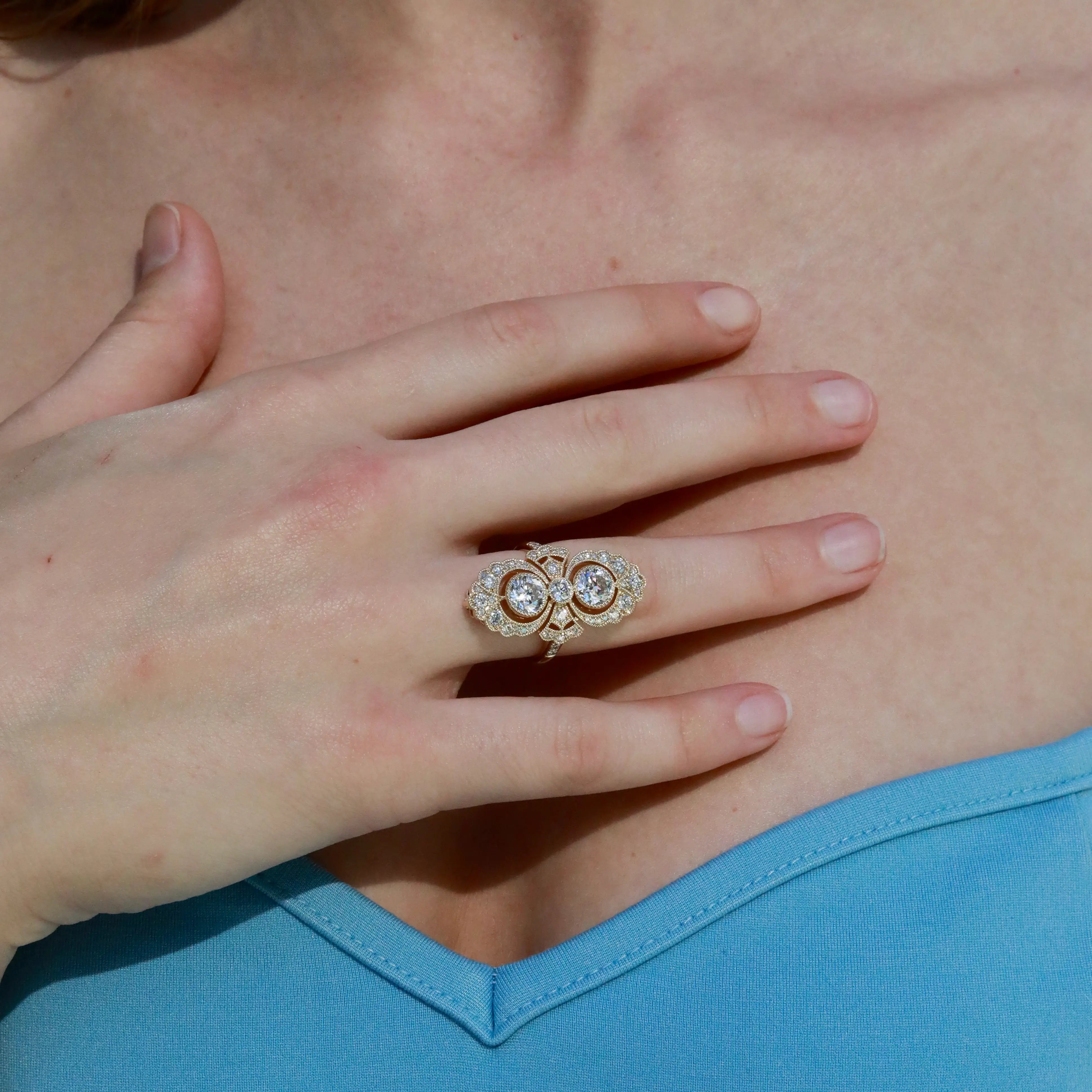 Kai Heirloom Revival Double Halo 3.06ct Lab Diamond Ring in 14k yellow gold