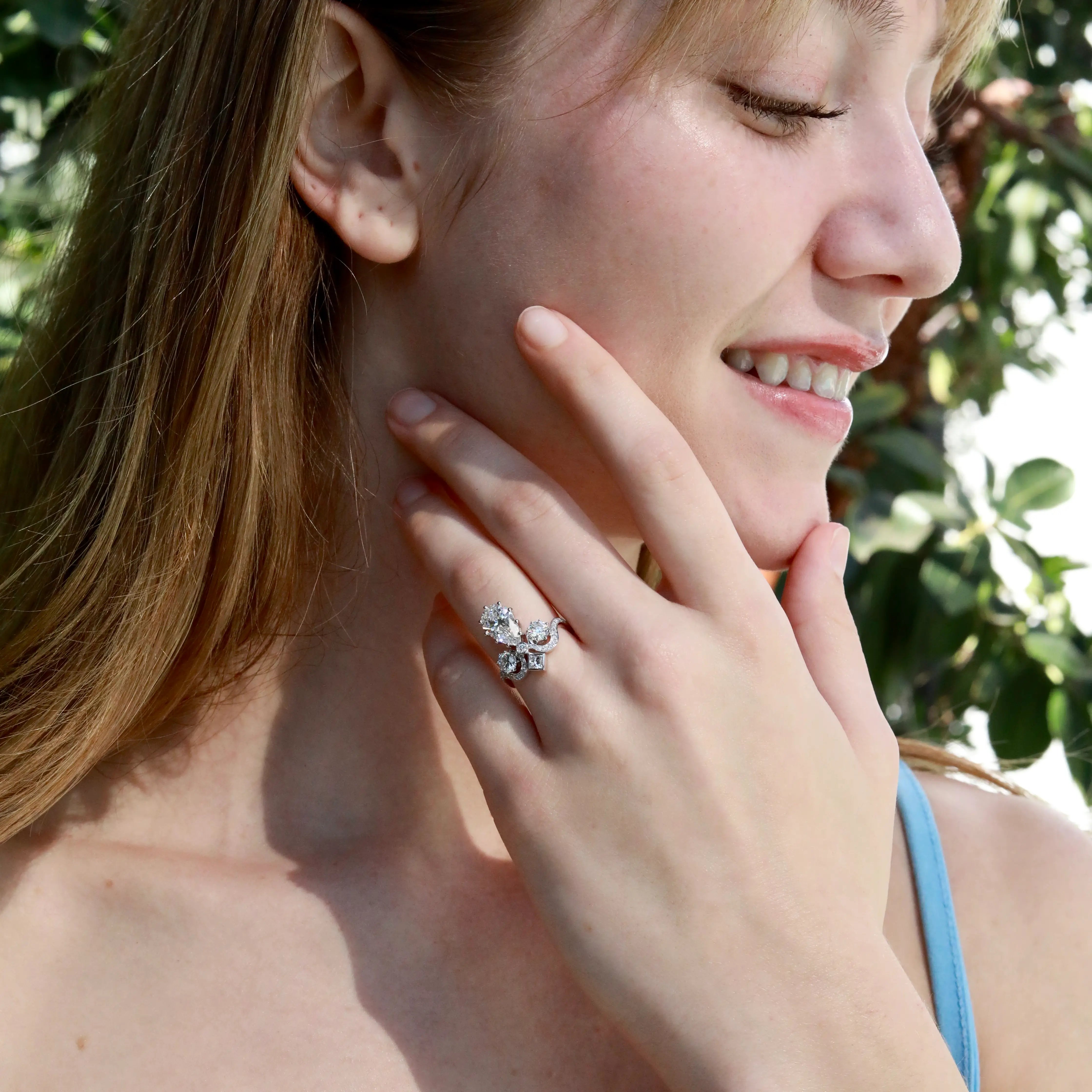 Kai Heirloom Reviva Imperial Crown Pear 3.18 CT Lab Diamond Ring in 14k white gold